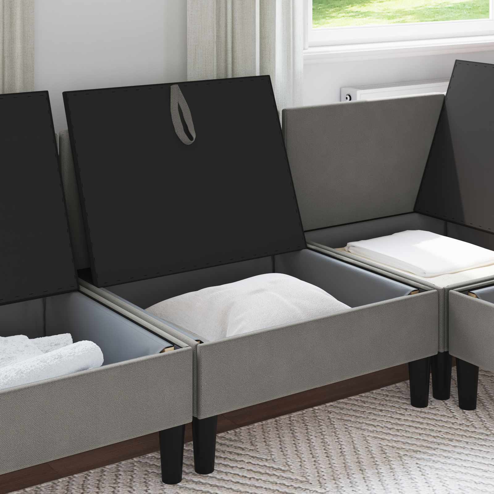 Mittelsofa mit Stauraum Dunkelgrau Samt