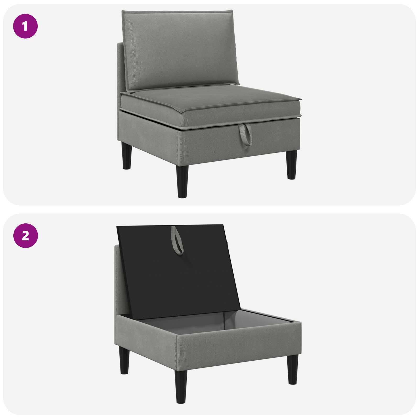 Mittelsofa mit Stauraum Dunkelgrau Samt