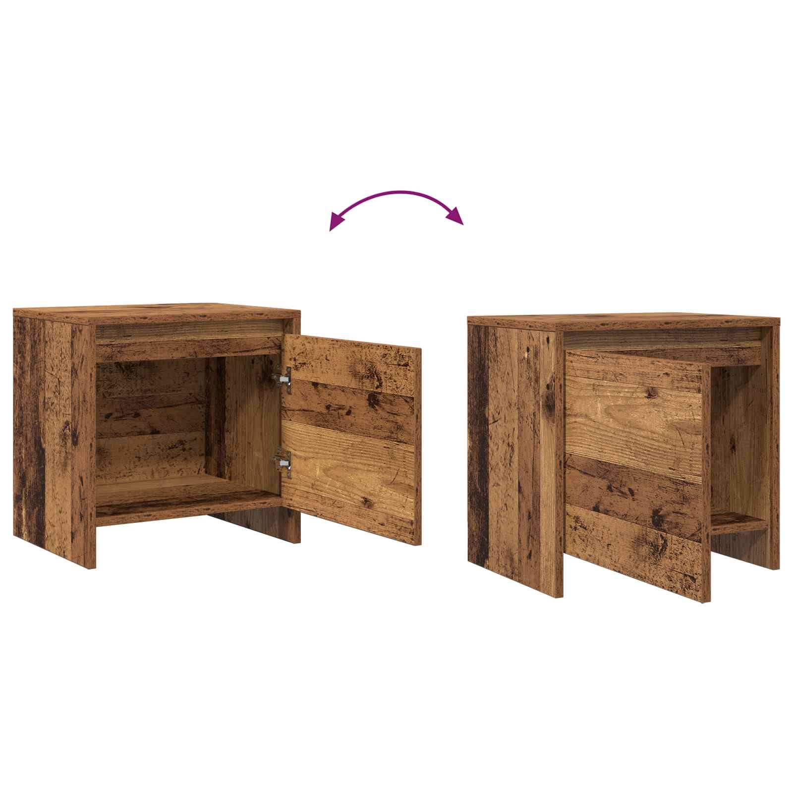 Nachttisch Altholz 45 x 34 x 44,5 cm Holzwerkstoff
