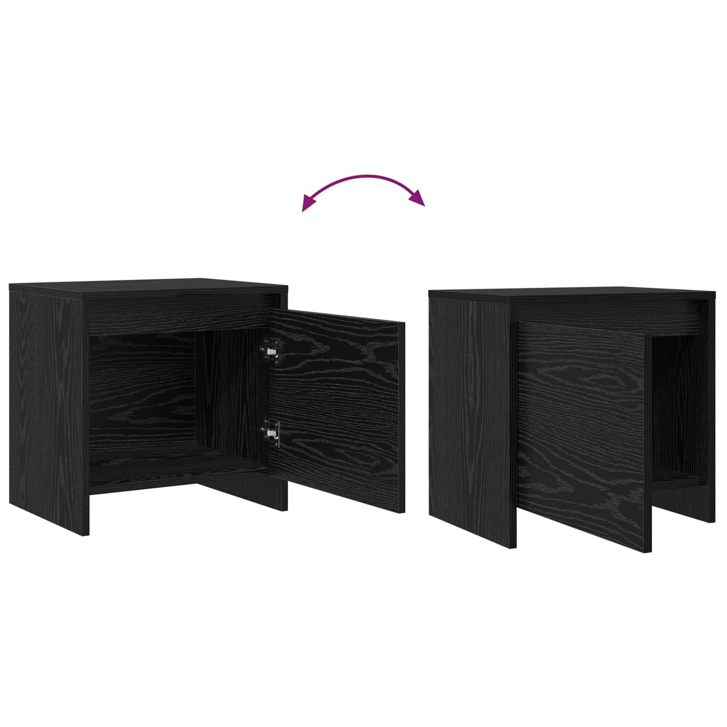 Nachttisch Schwarz Eichen-Optik 45 x 34 x 44,5 cm Holzwerkstoff
