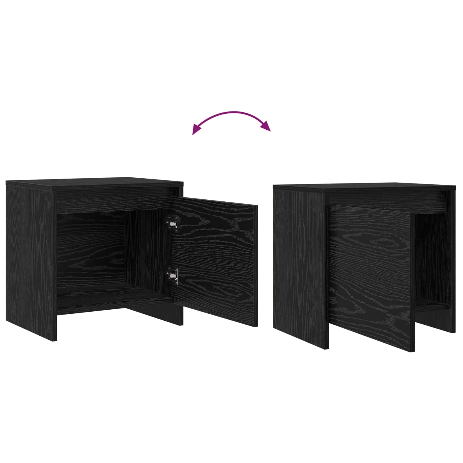 Nachttisch Schwarz Eichen-Optik 45 x 34 x 44,5 cm Holzwerkstoff
