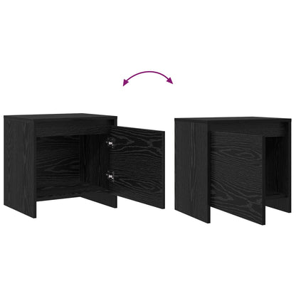 Nachttisch Schwarz Eichen-Optik 45 x 34 x 44,5 cm Holzwerkstoff