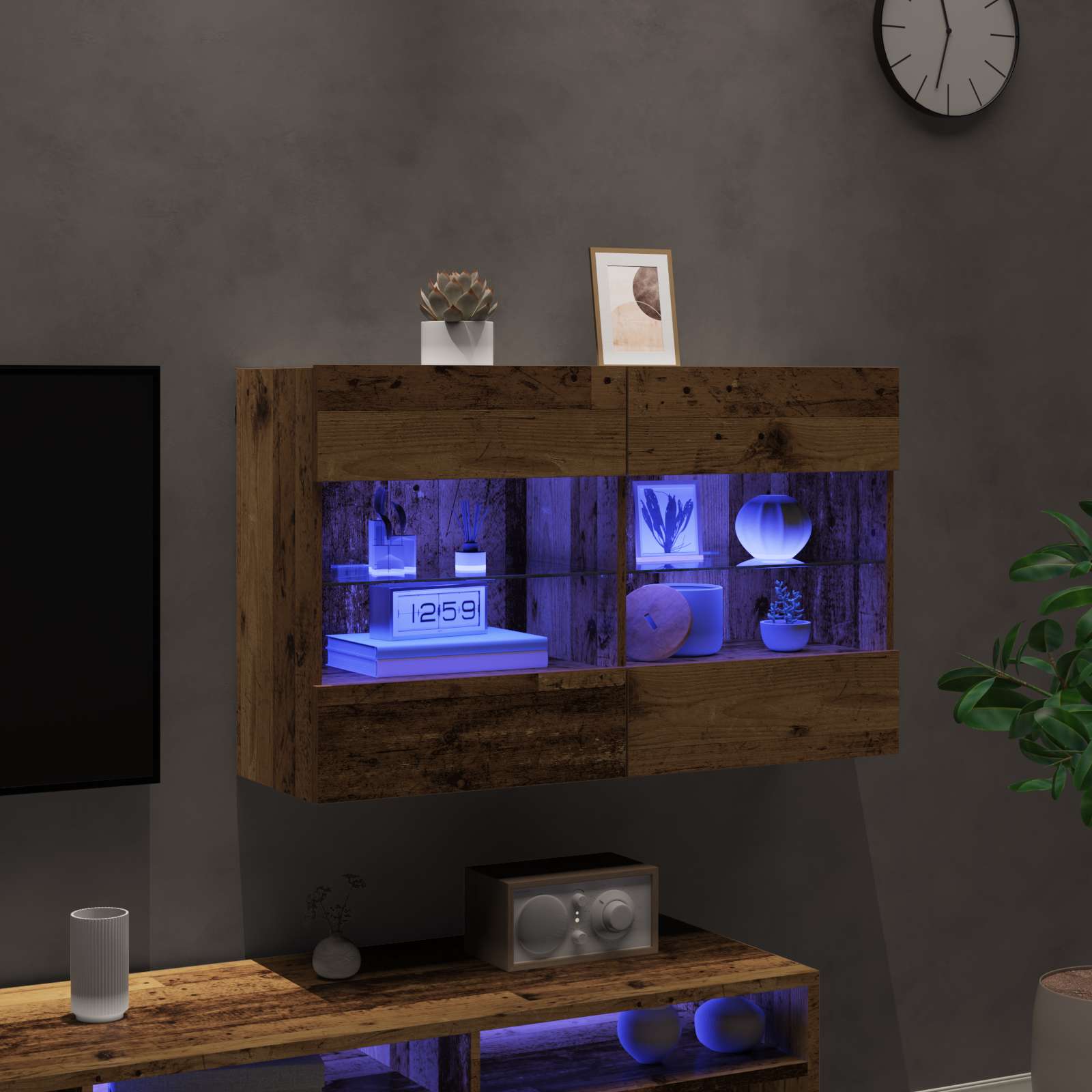 TV-Wandschrank 98,5 x 30 x 60,5 cm Altholz Holzwerkstoff