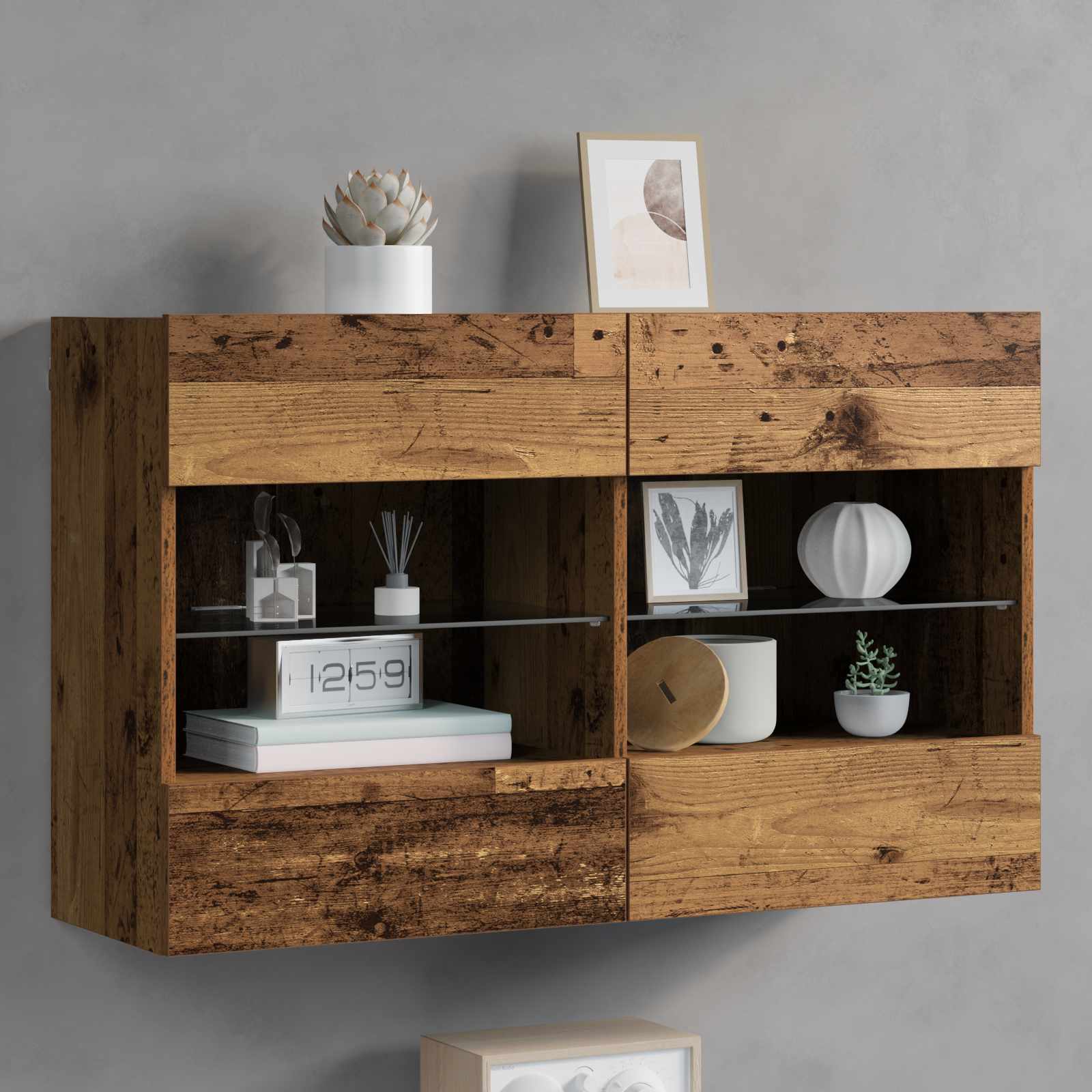 TV-Wandschrank 98,5 x 30 x 60,5 cm Altholz Holzwerkstoff