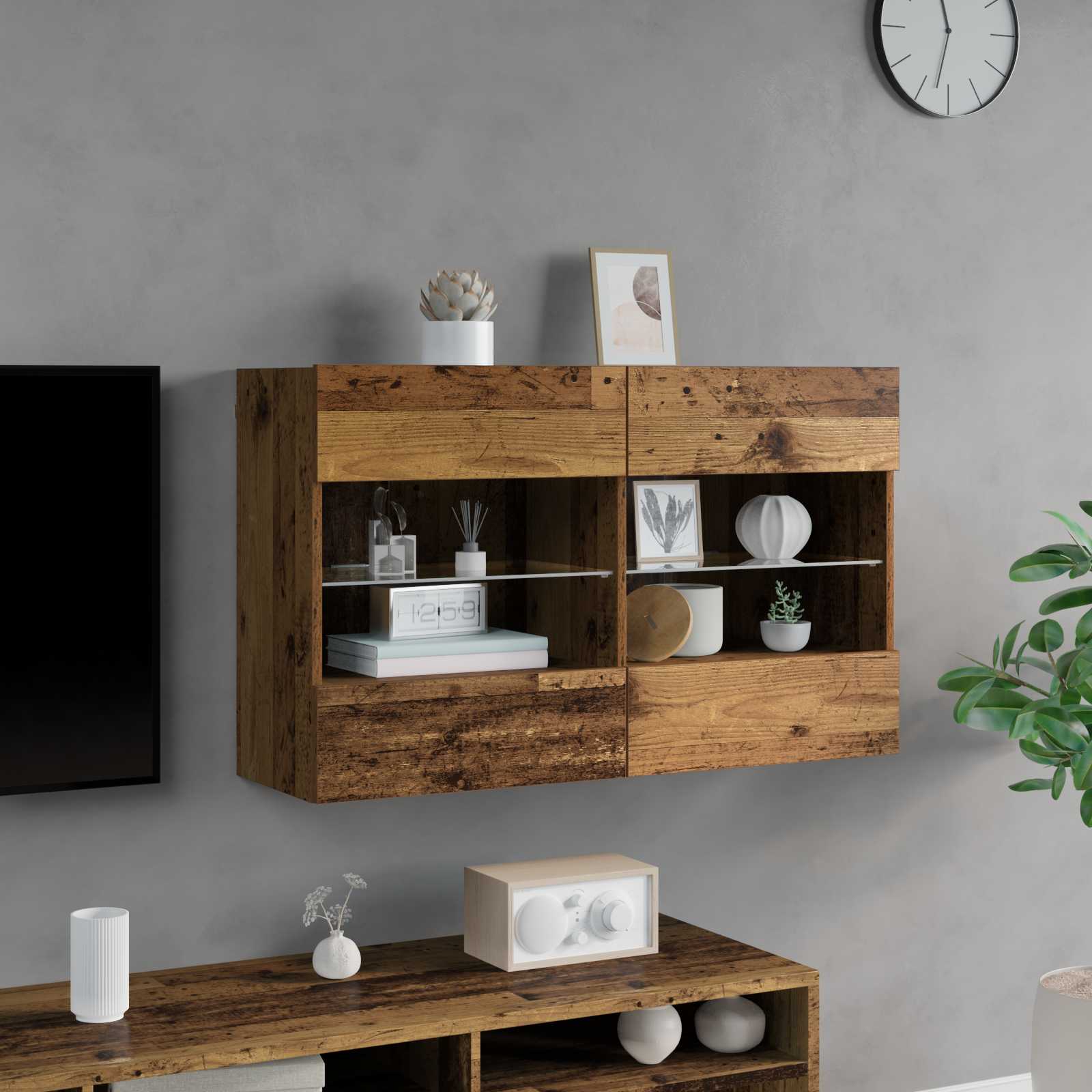 TV-Wandschrank 98,5 x 30 x 60,5 cm Altholz Holzwerkstoff