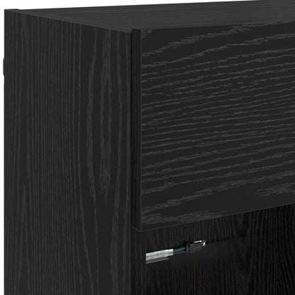 TV-Wandschrank 98,5 x 30 x 60,5 cm Schwarz Eichen-Optik
