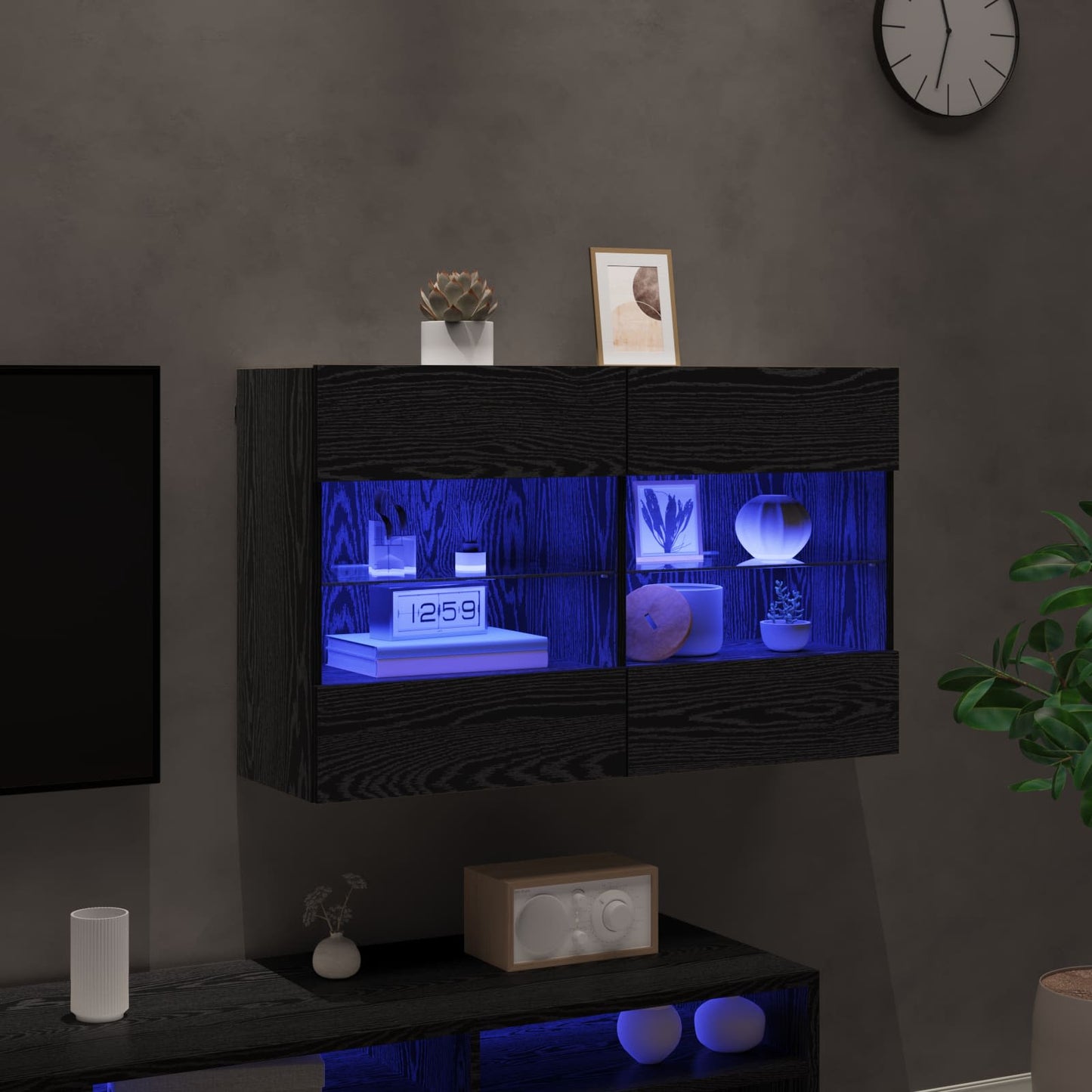 TV-Wandschrank 98,5 x 30 x 60,5 cm Schwarz Eichen-Optik