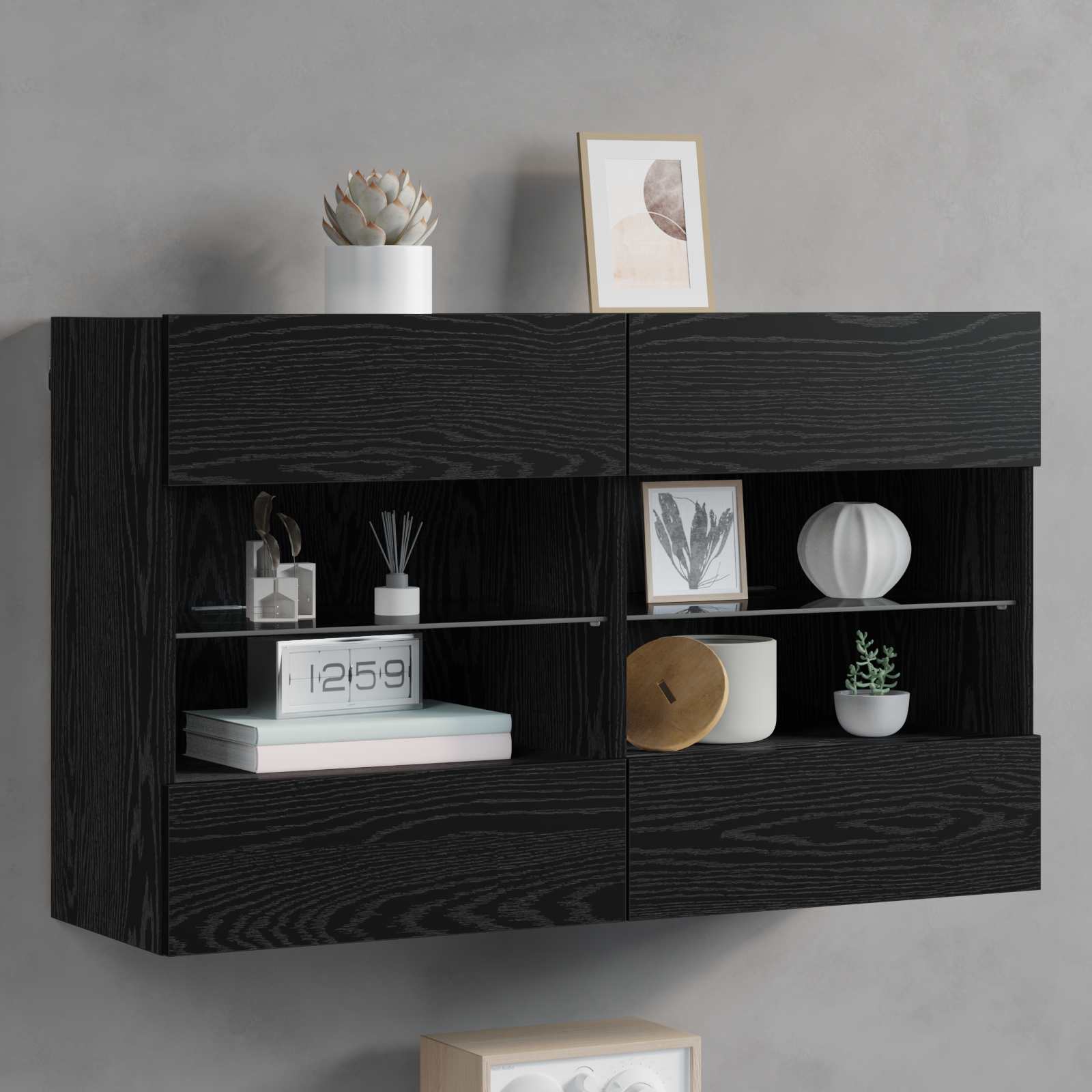 TV-Wandschrank 98,5 x 30 x 60,5 cm Schwarz Eichen-Optik