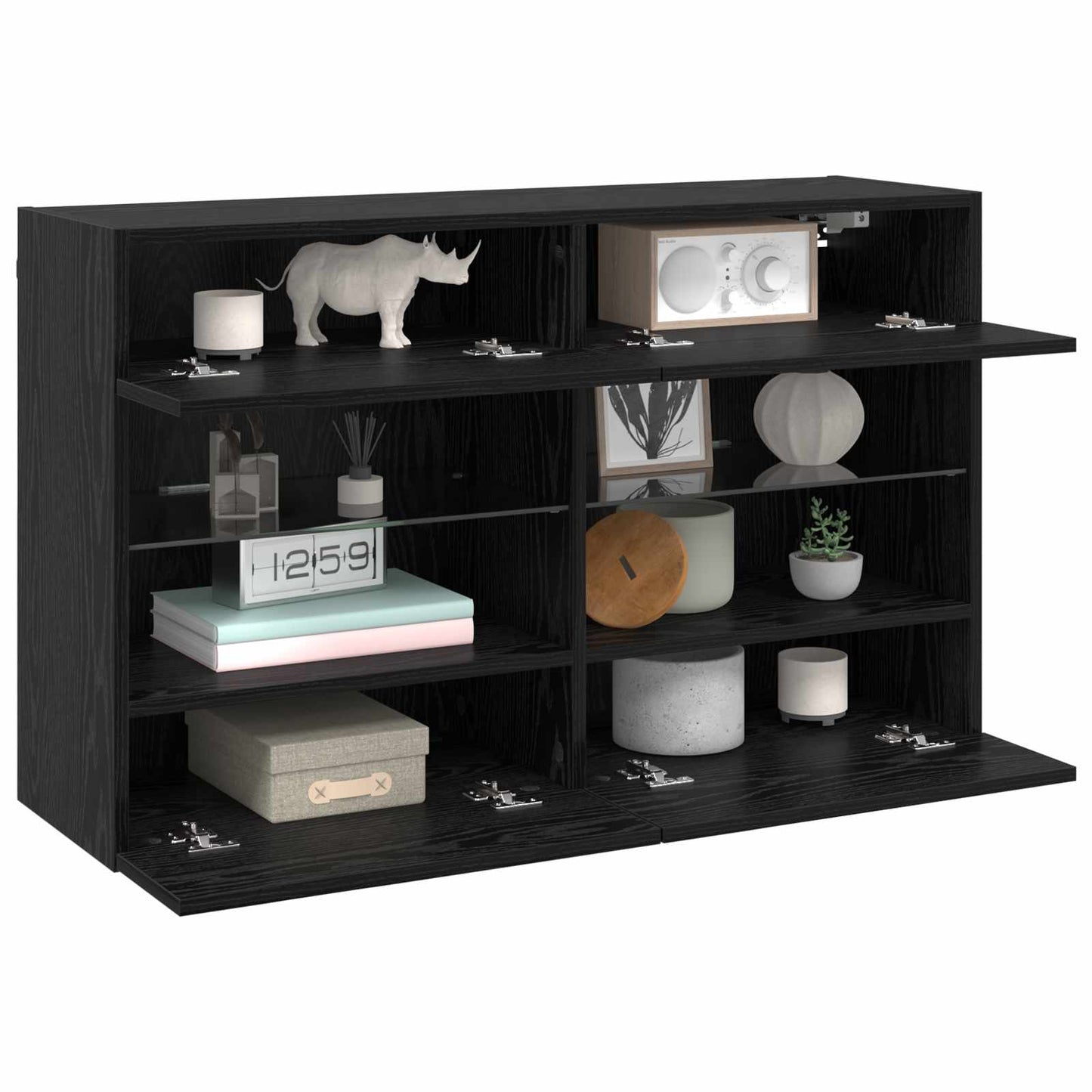 TV-Wandschrank 98,5 x 30 x 60,5 cm Schwarz Eichen-Optik