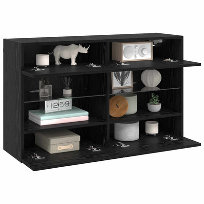 TV-Wandschrank 98,5 x 30 x 60,5 cm Schwarz Eichen-Optik