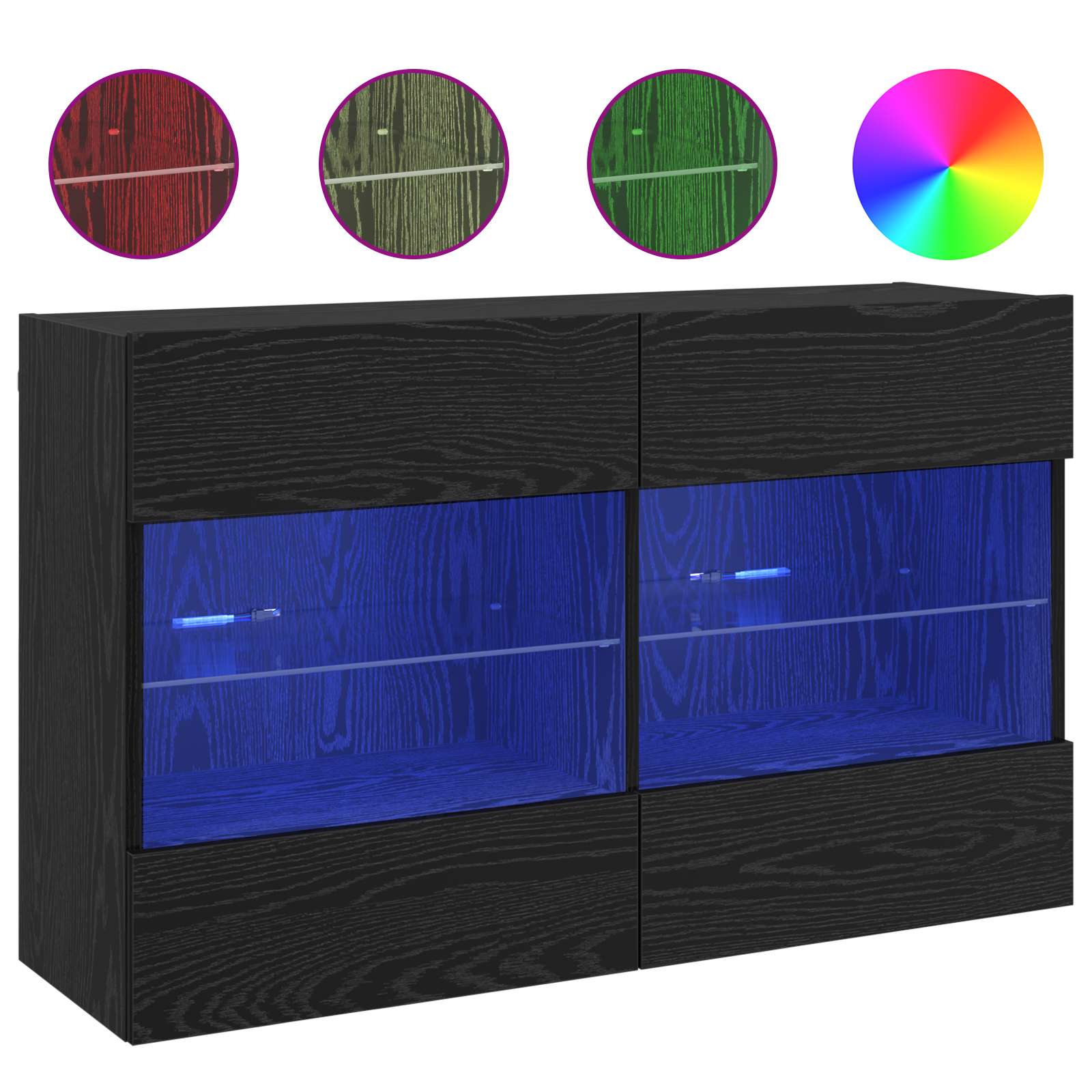 TV-Wandschrank 98,5 x 30 x 60,5 cm Schwarz Eichen-Optik