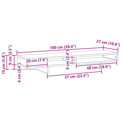 Monitor Halterung Schwarz 100 x 27 x 15 cm Holzwerkstoff