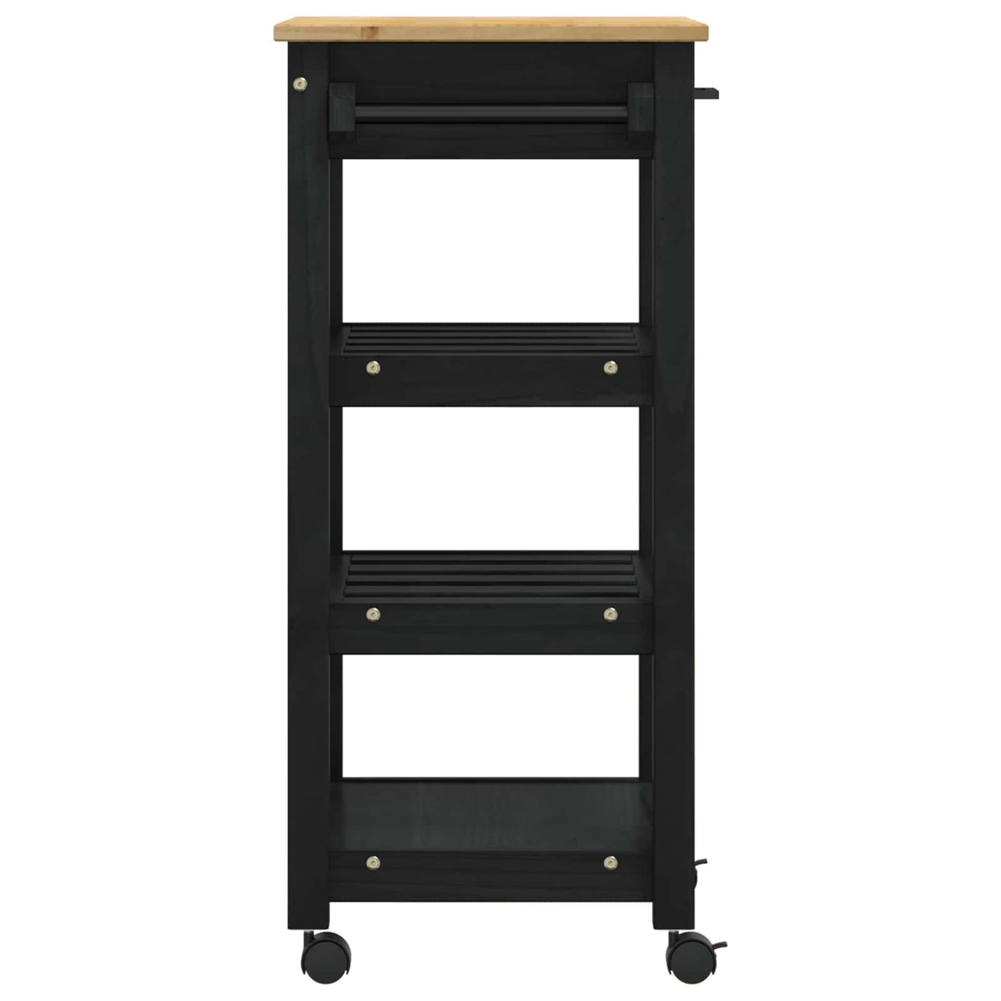 Küchentrolley MONZA Schwarz 48 x 40 x 88,5 cm Massivholz Kiefer