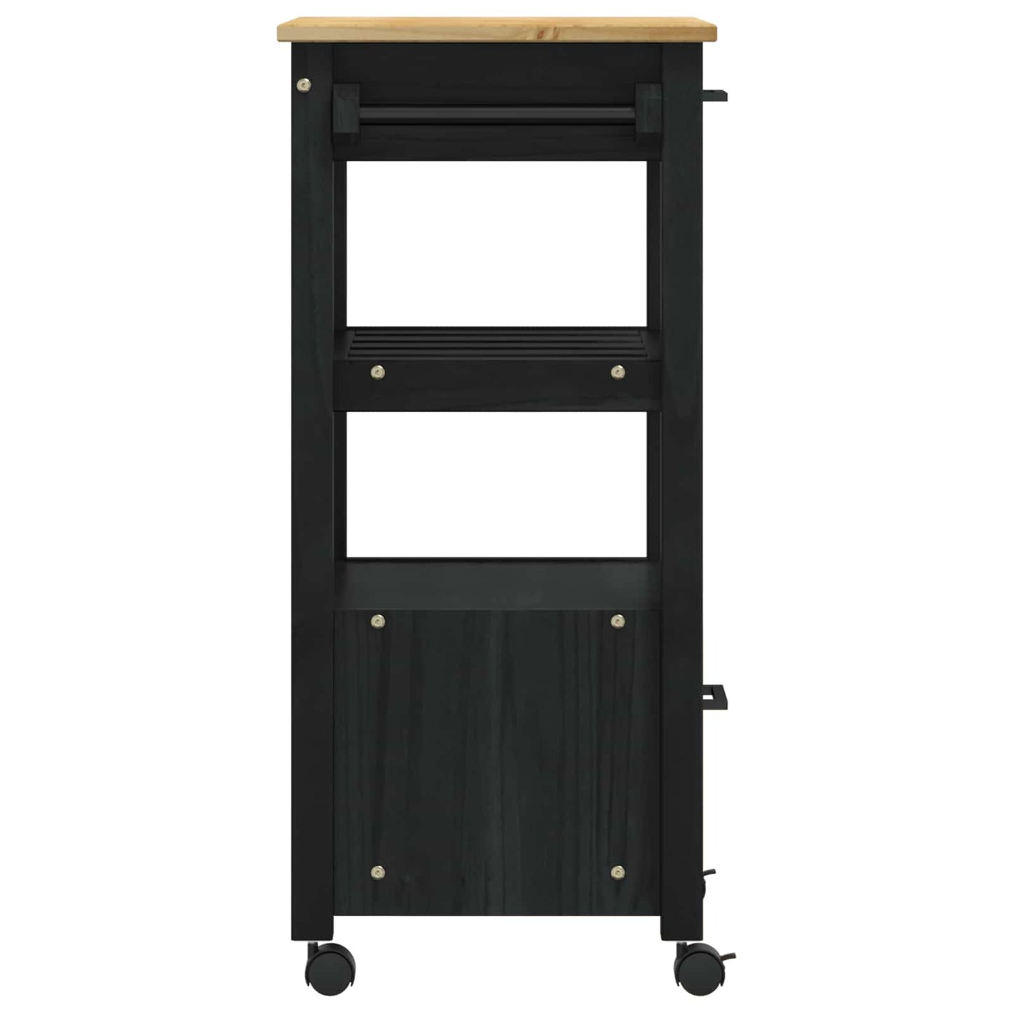 Küchentrolley MONZA Schwarz 48 x 40 x 88,5 cm Massivholz Kiefer