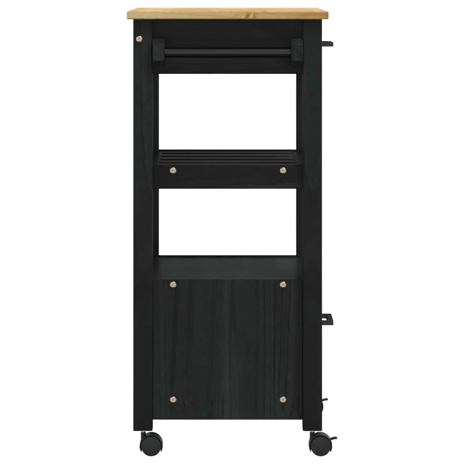 Küchentrolley MONZA Schwarz 48 x 40 x 88,5 cm Massivholz Kiefer