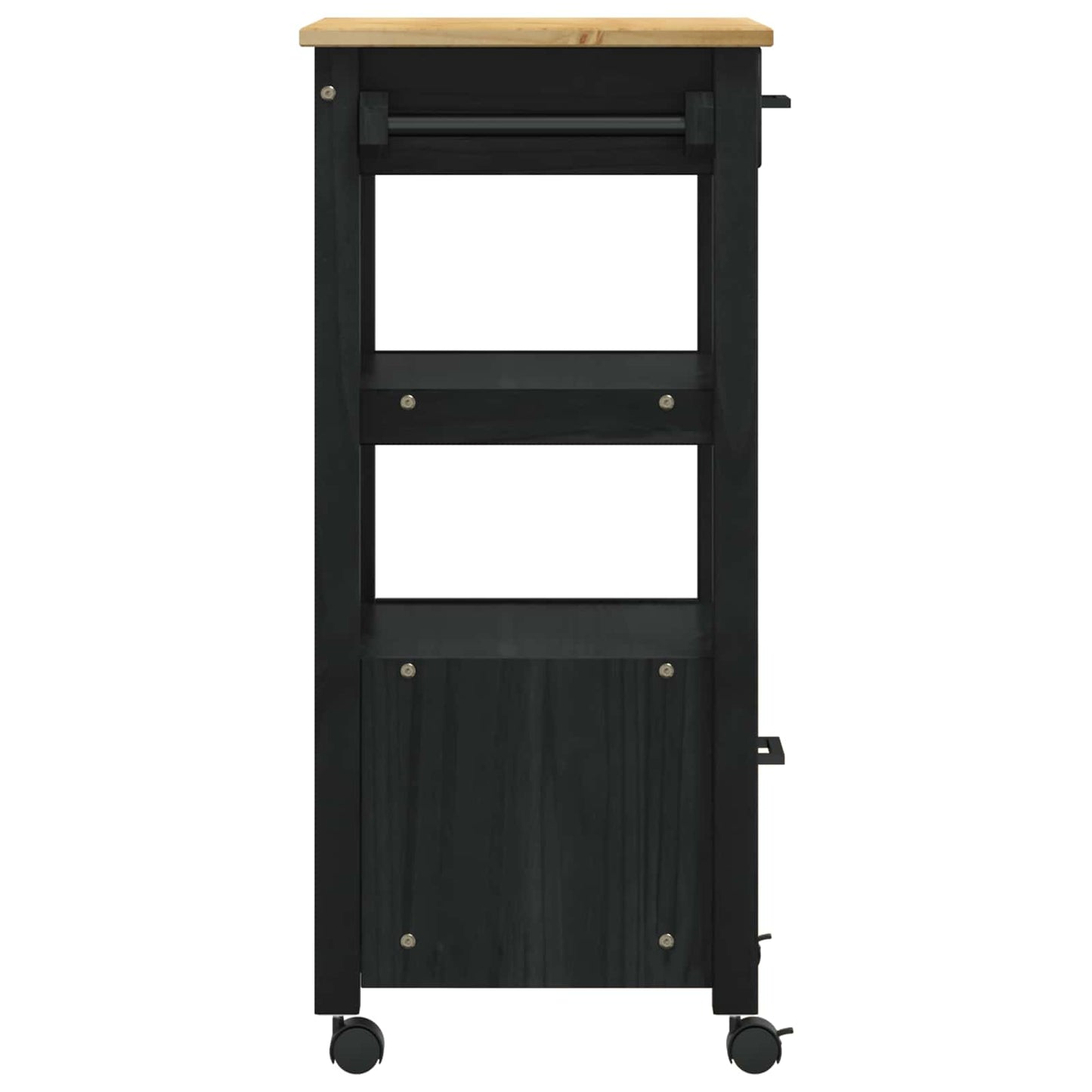 Küchentrolley MONZA Schwarz 48 x 40 x 88,5 cm Massivholz Kiefer