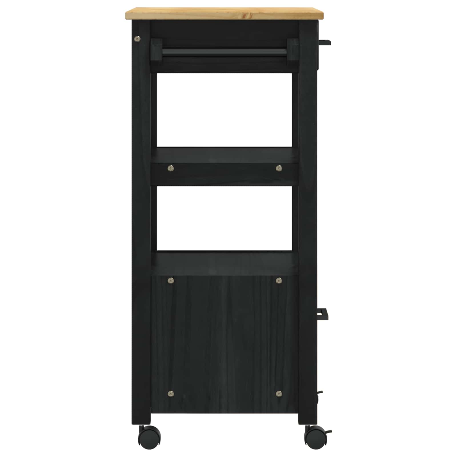 Küchentrolley MONZA Schwarz 48 x 40 x 88,5 cm Massivholz Kiefer