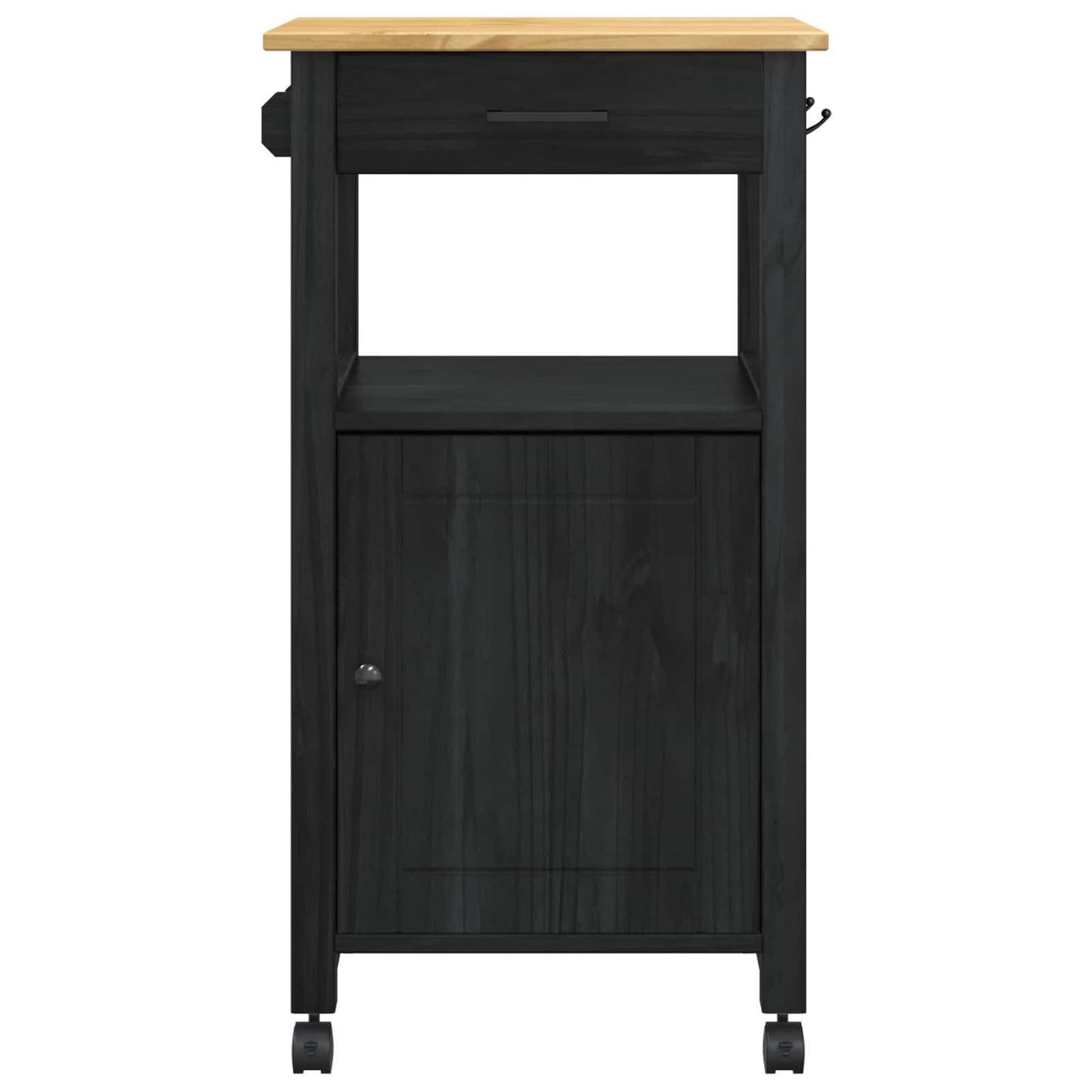 Küchentrolley MONZA Schwarz 48 x 40 x 88,5 cm Massivholz Kiefer