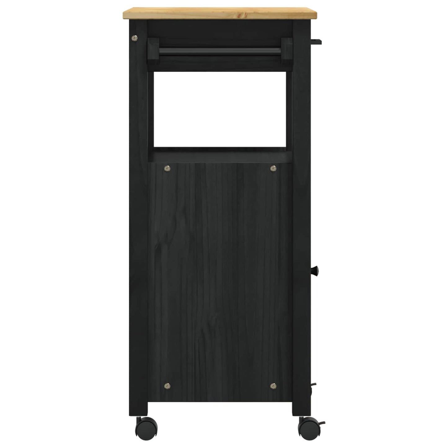 Küchentrolley MONZA Schwarz 48 x 40 x 88,5 cm Massivholz Kiefer