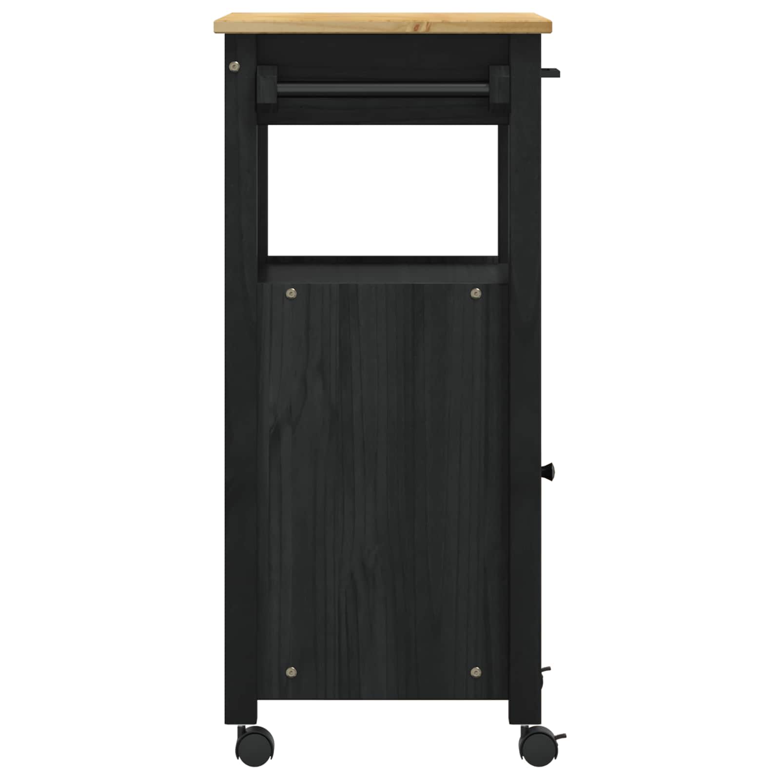 Küchentrolley MONZA Schwarz 48 x 40 x 88,5 cm Massivholz Kiefer