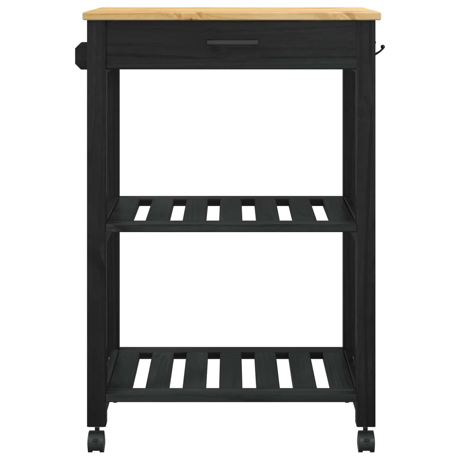 Küchentrolley MONZA Schwarz 60 x 40 x 88,5 cm Massivholz Kiefer