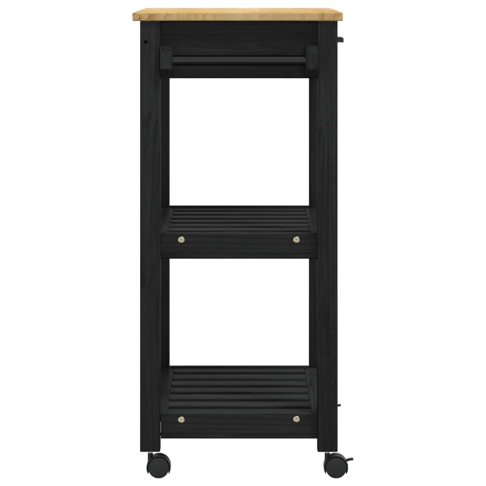 Küchentrolley MONZA Schwarz 60 x 40 x 88,5 cm Massivholz Kiefer