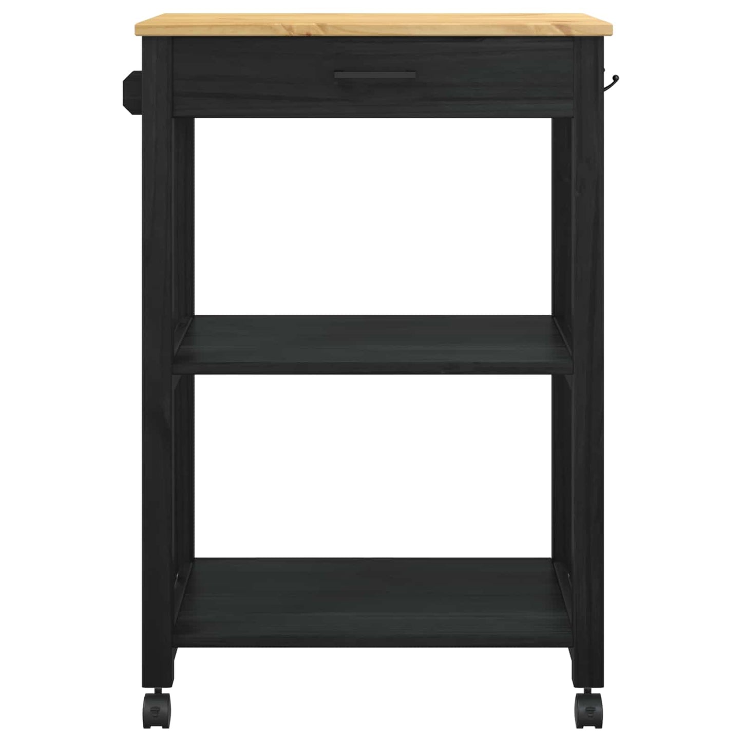 Küchentrolley MONZA Schwarz 60 x 40 x 88,5 cm Massivholz Kiefer