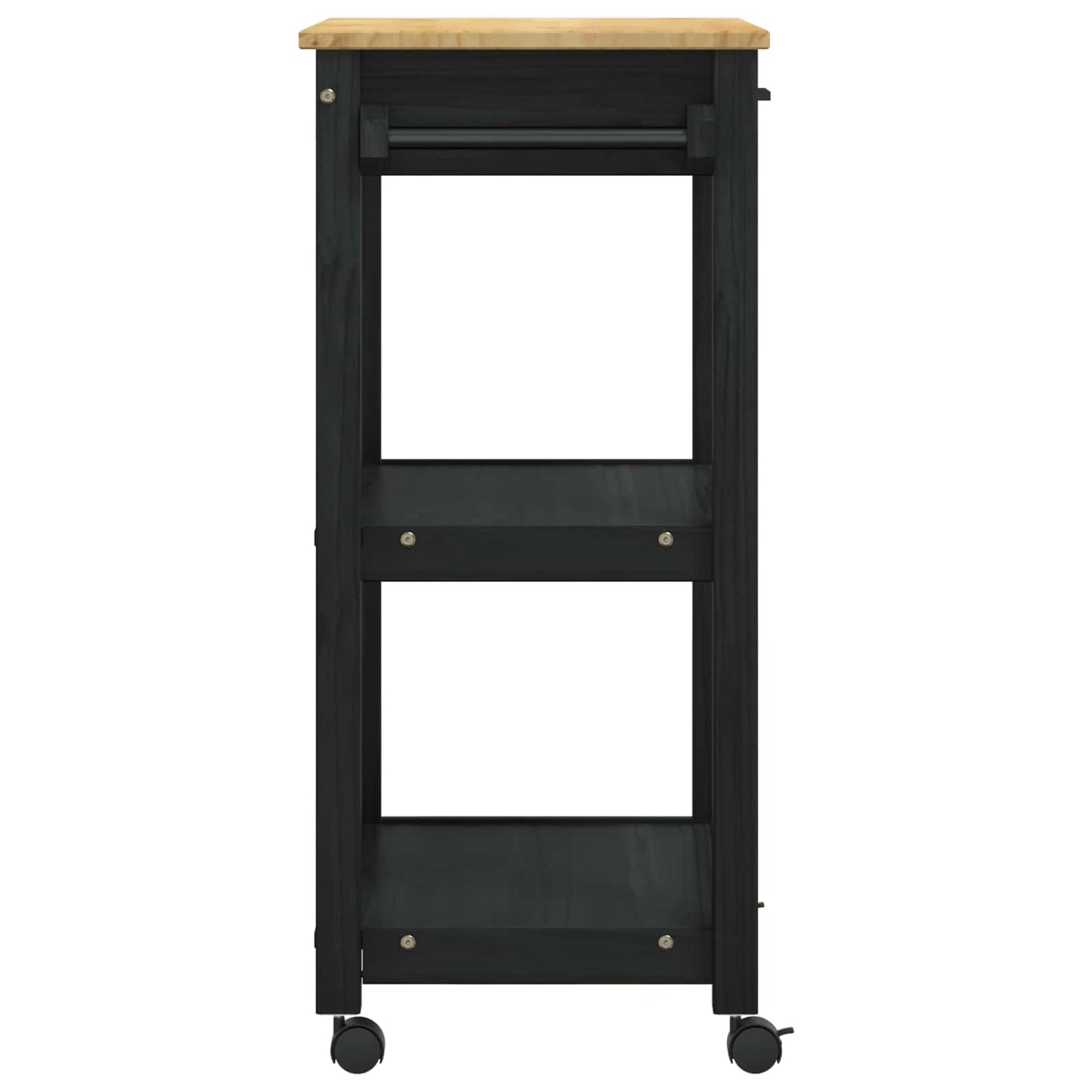 Küchentrolley MONZA Schwarz 60 x 40 x 88,5 cm Massivholz Kiefer