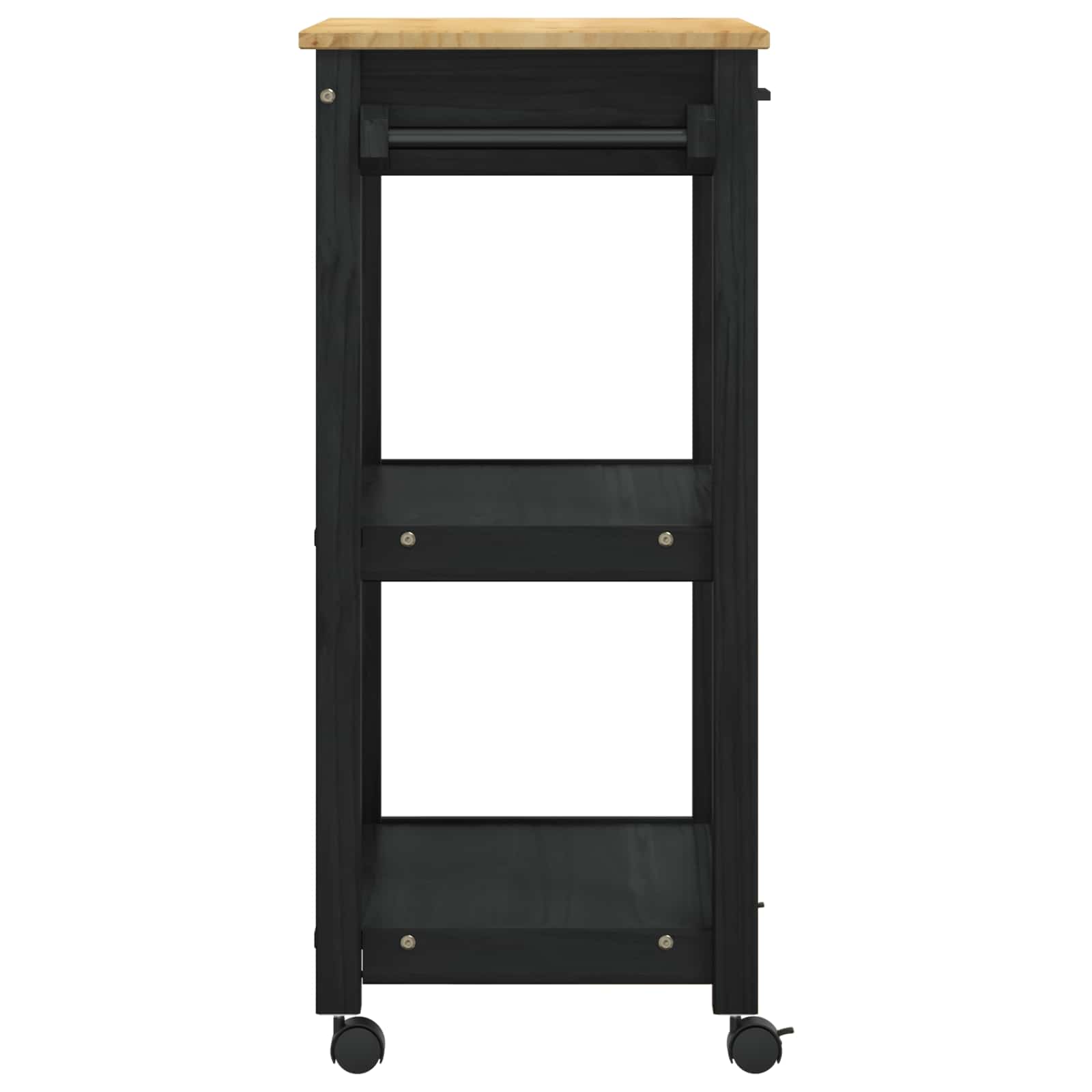 Küchentrolley MONZA Schwarz 60 x 40 x 88,5 cm Massivholz Kiefer
