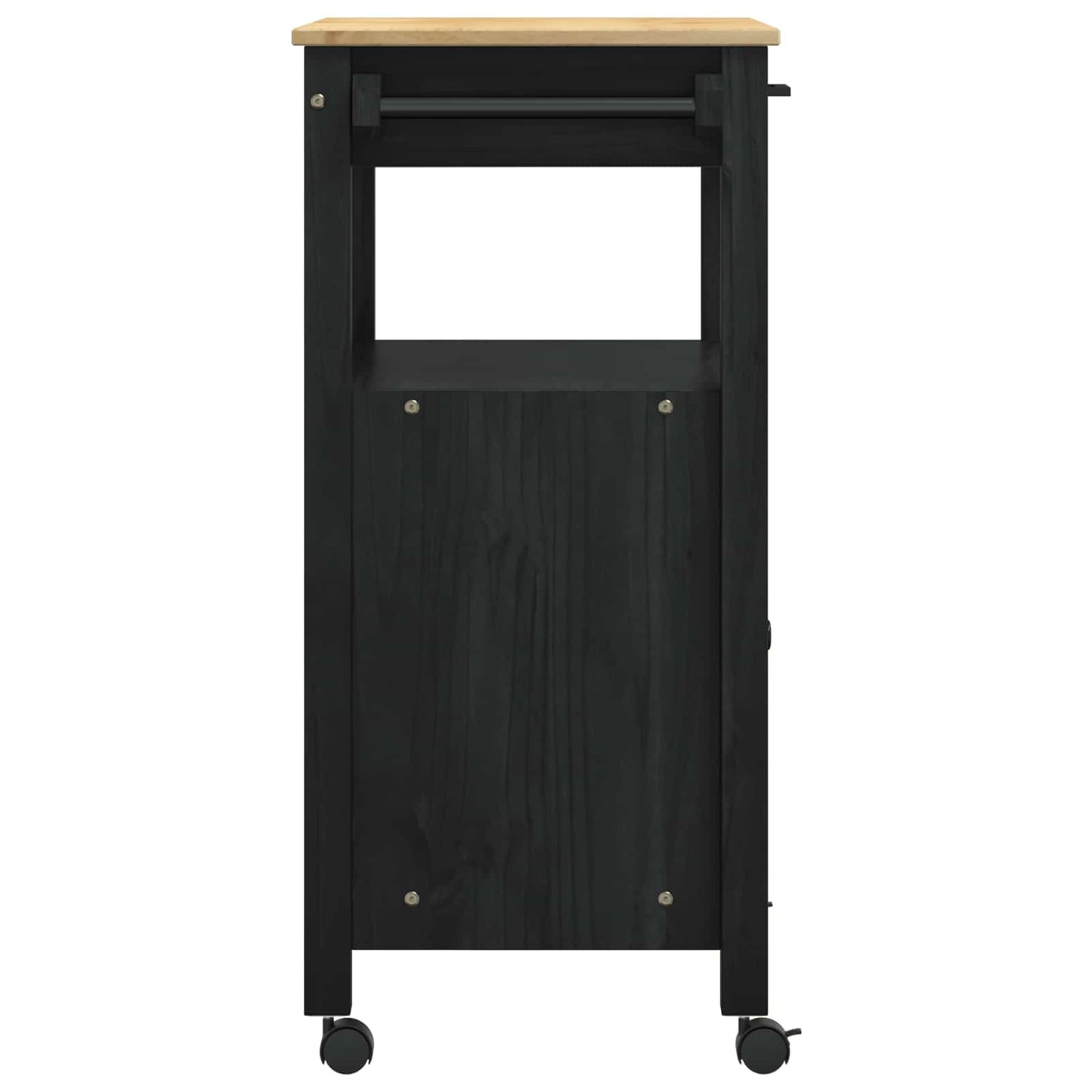 Küchentrolley MONZA Schwarz 60 x 40 x 88,5 cm Massivholz Kiefer