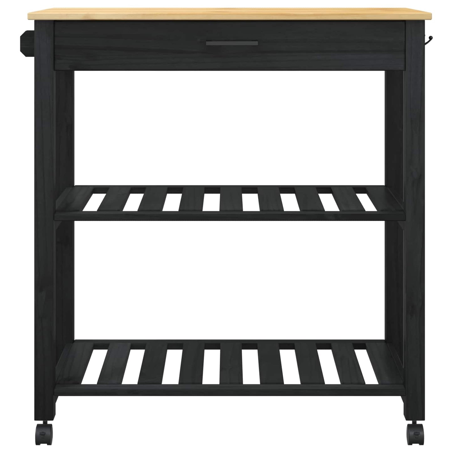 Küchentrolley MONZA Schwarz 84 x 40 x 88,5 cm Massivholz Kiefer