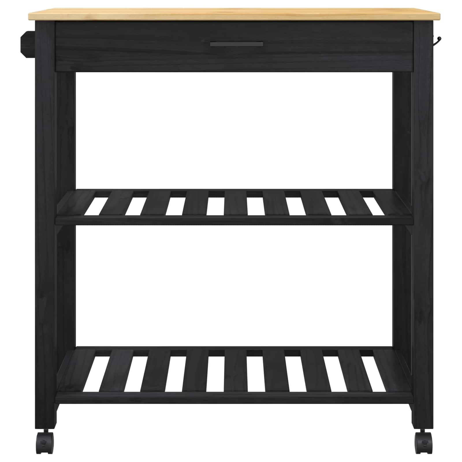 Küchentrolley MONZA Schwarz 84 x 40 x 88,5 cm Massivholz Kiefer