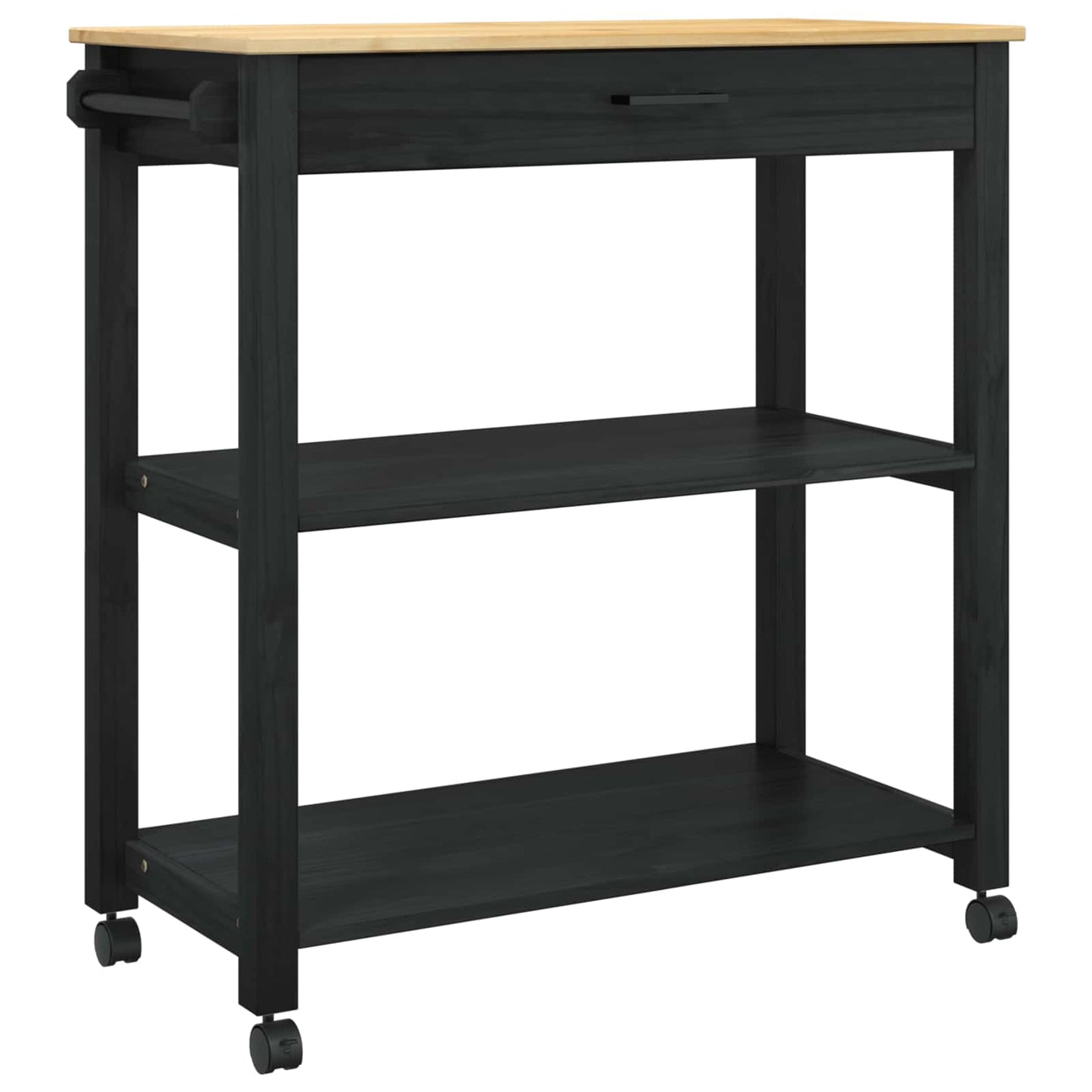Küchentrolley MONZA Schwarz 84 x 40 x 88,5 cm Massivholz Kiefer