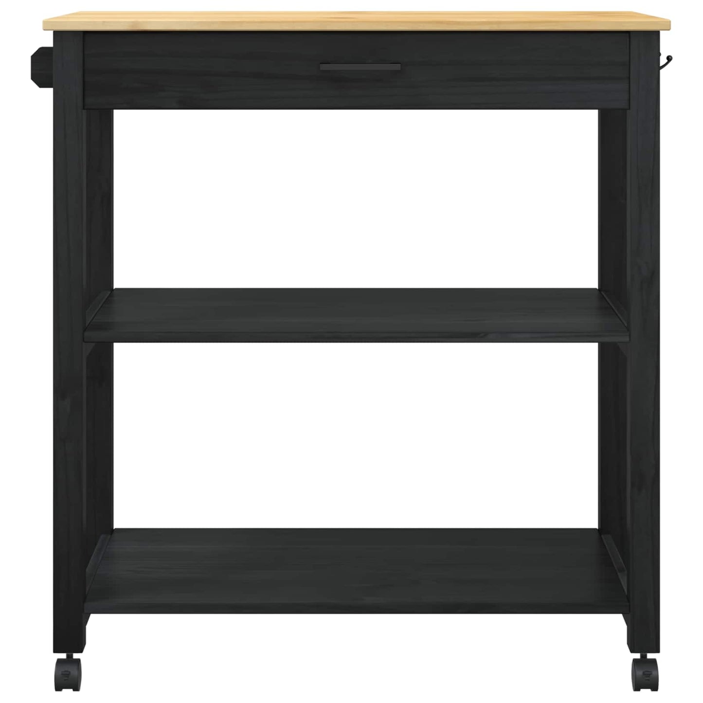 Küchentrolley MONZA Schwarz 84 x 40 x 88,5 cm Massivholz Kiefer