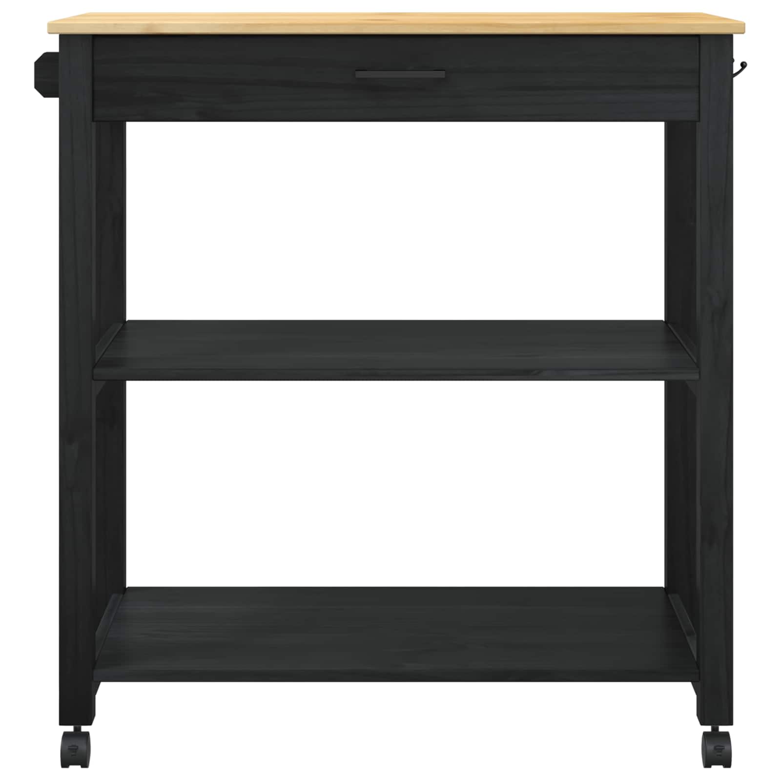 Küchentrolley MONZA Schwarz 84 x 40 x 88,5 cm Massivholz Kiefer