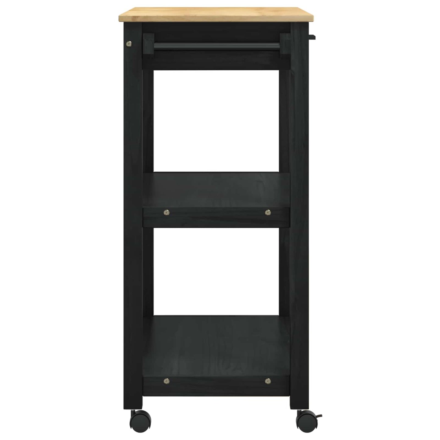Küchentrolley MONZA Schwarz 84 x 40 x 88,5 cm Massivholz Kiefer