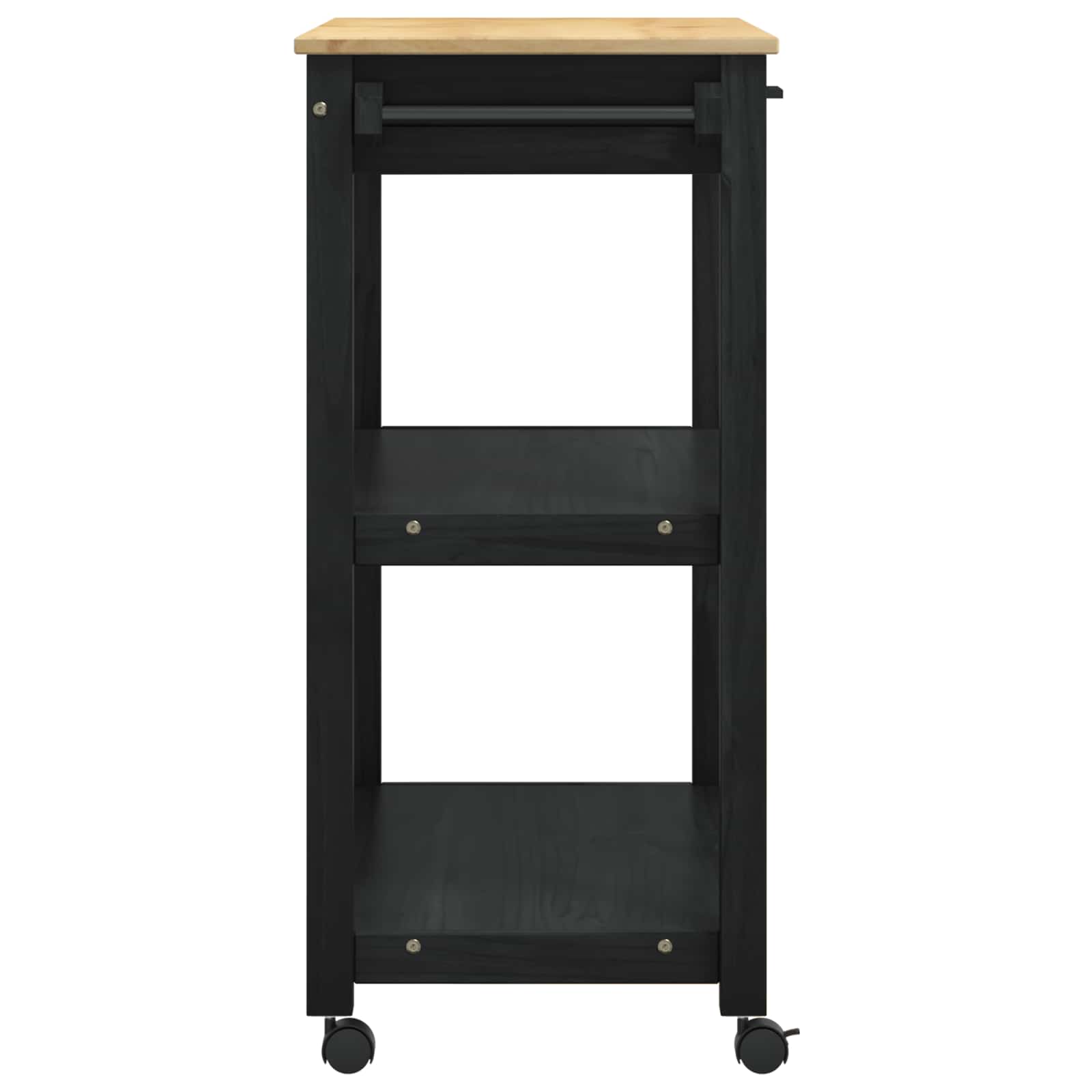 Küchentrolley MONZA Schwarz 84 x 40 x 88,5 cm Massivholz Kiefer