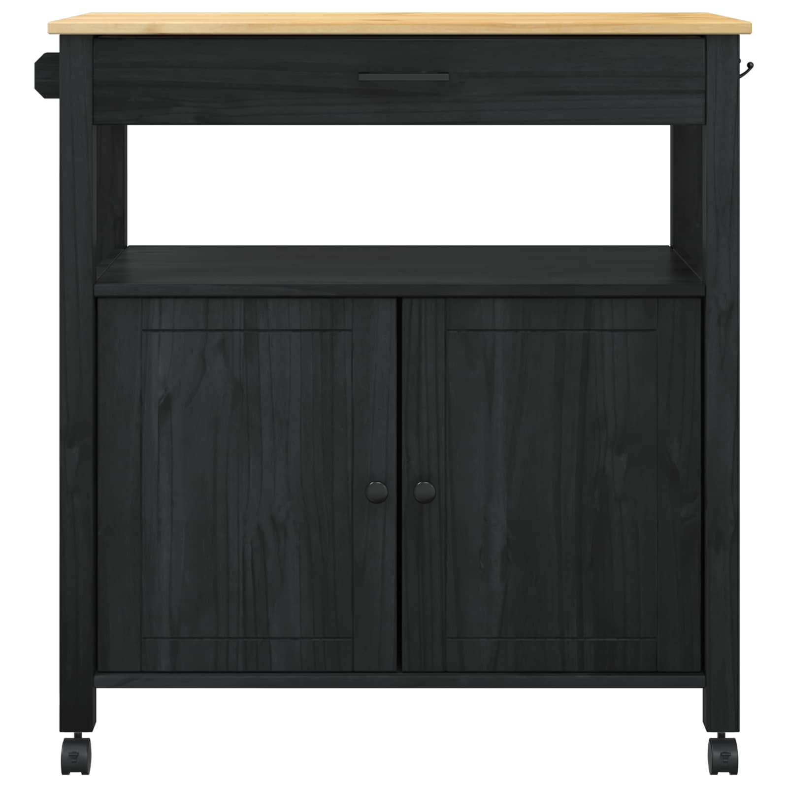 Küchentrolley MONZA Schwarz 84 x 40 x 88,5 cm Massivholz Kiefer