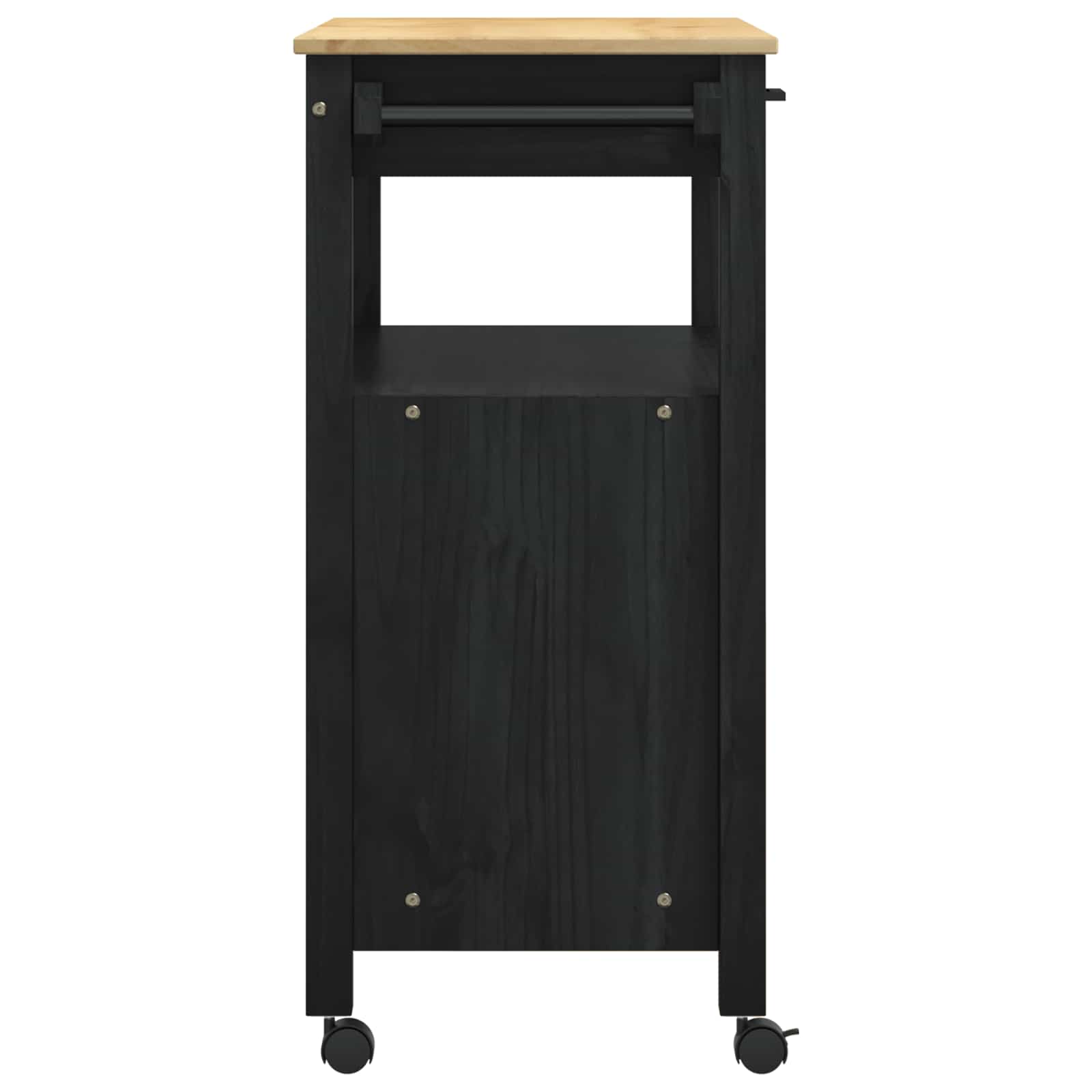 Küchentrolley MONZA Schwarz 84 x 40 x 88,5 cm Massivholz Kiefer