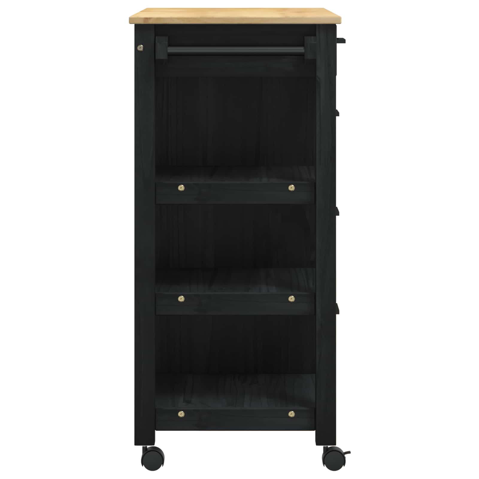 Küchentrolley MONZA Schwarz 84 x 40 x 88,5 cm Massivholz Kiefer
