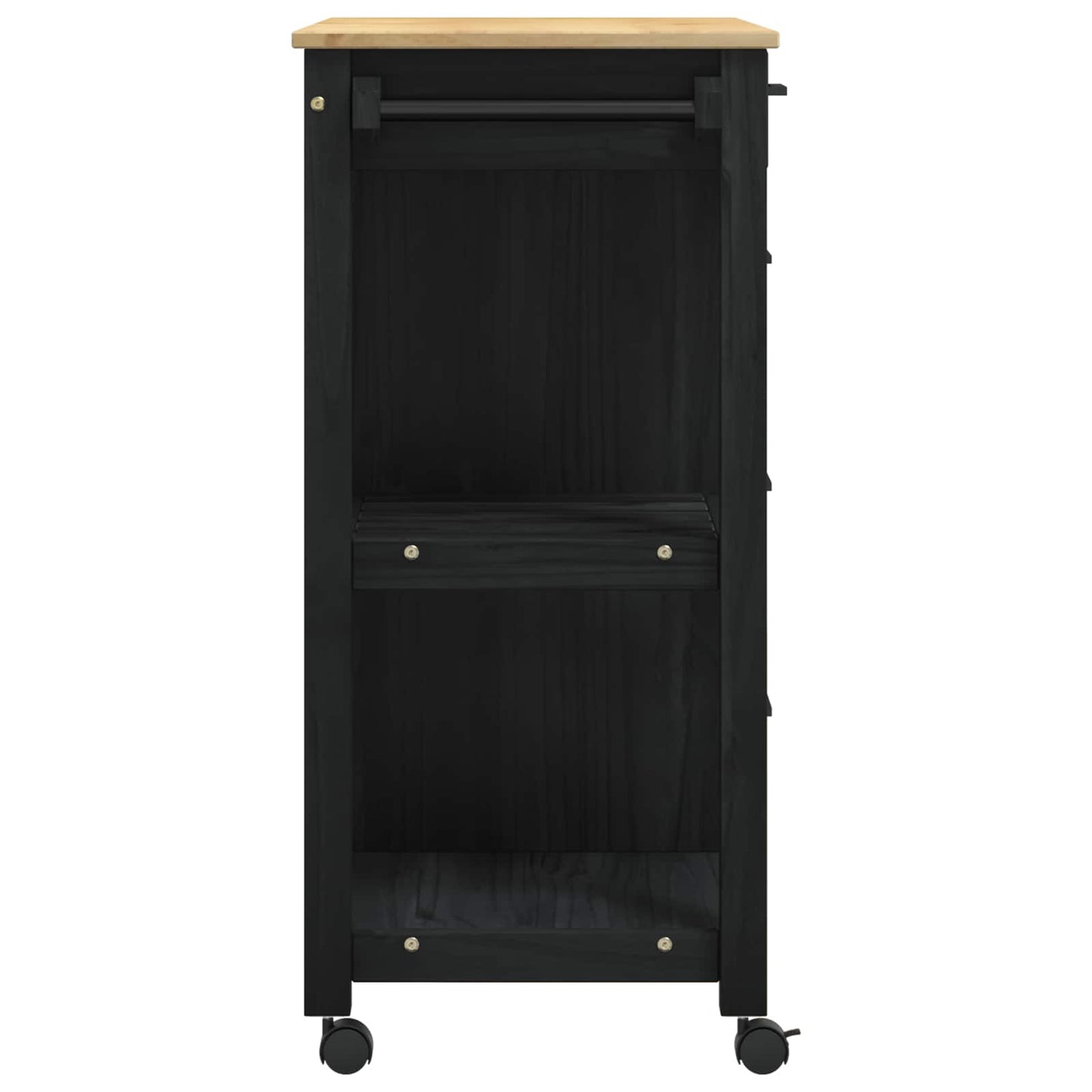 Küchentrolley MONZA Schwarz 84 x 40 x 88,5 cm Massivholz Kiefer