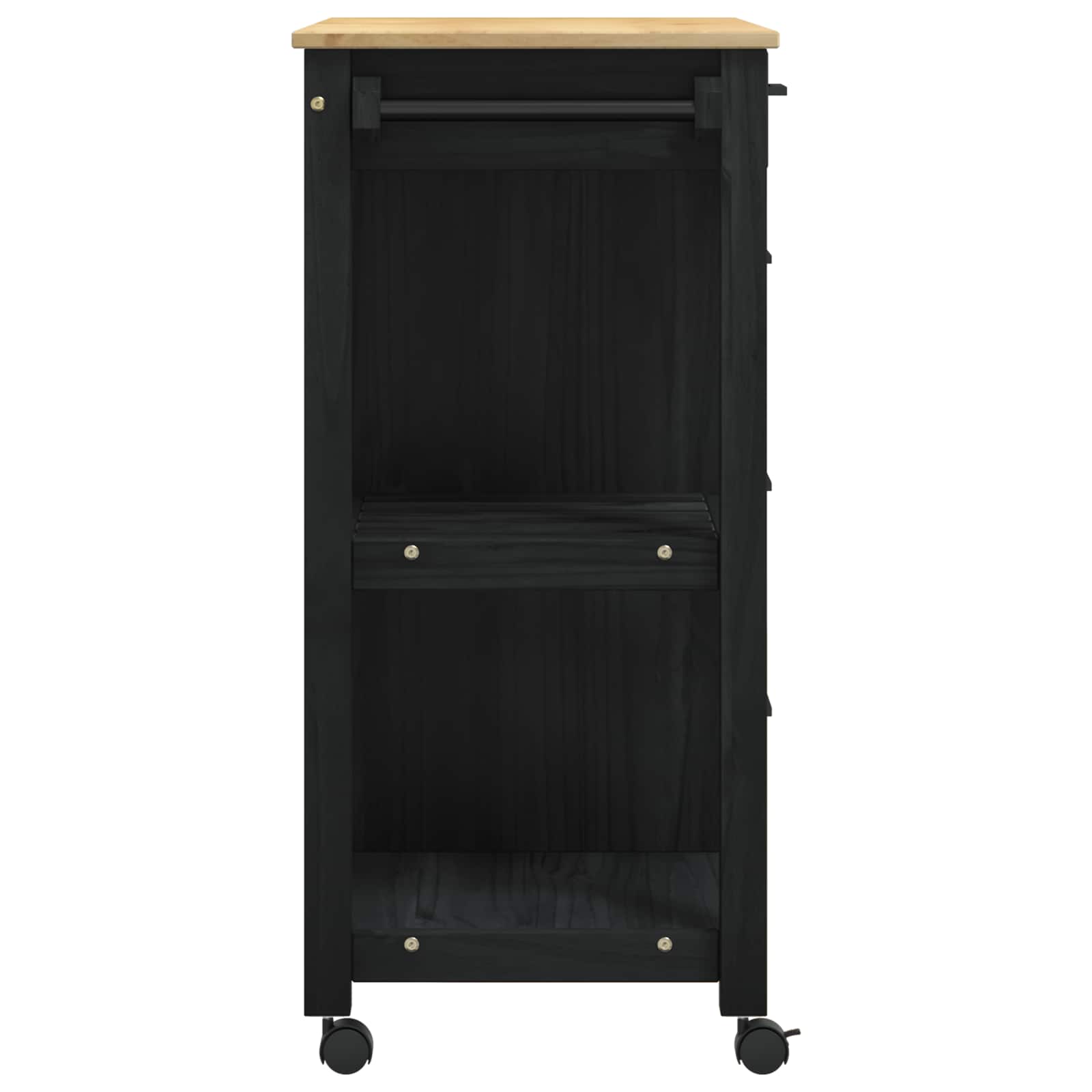 Küchentrolley MONZA Schwarz 84 x 40 x 88,5 cm Massivholz Kiefer