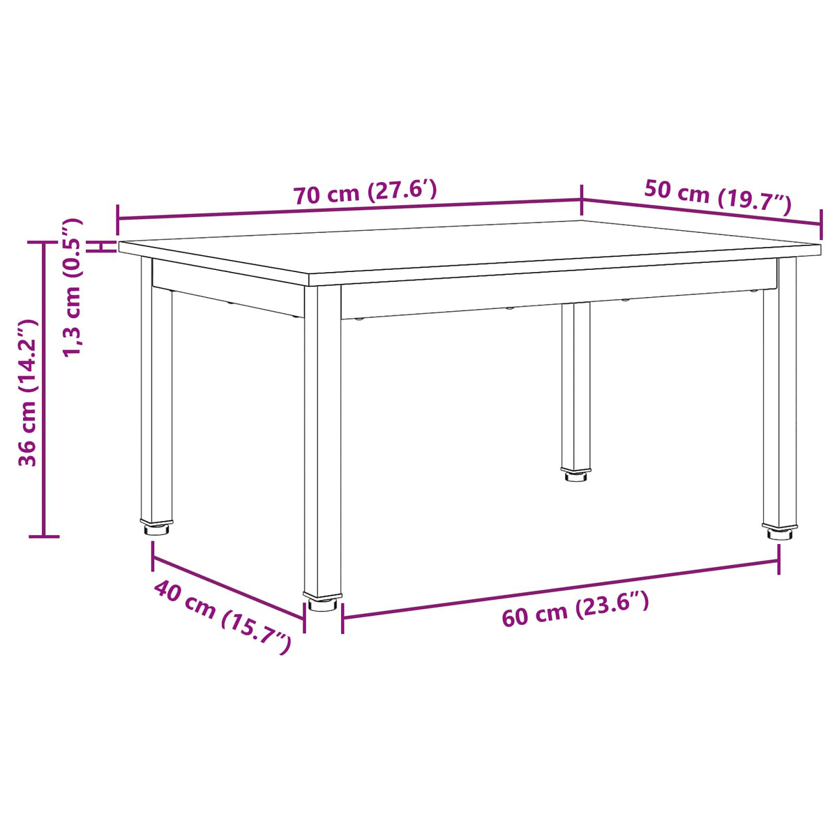 Couchtisch Natur 70 x 50 x 36 cm Massives Kiefernholz