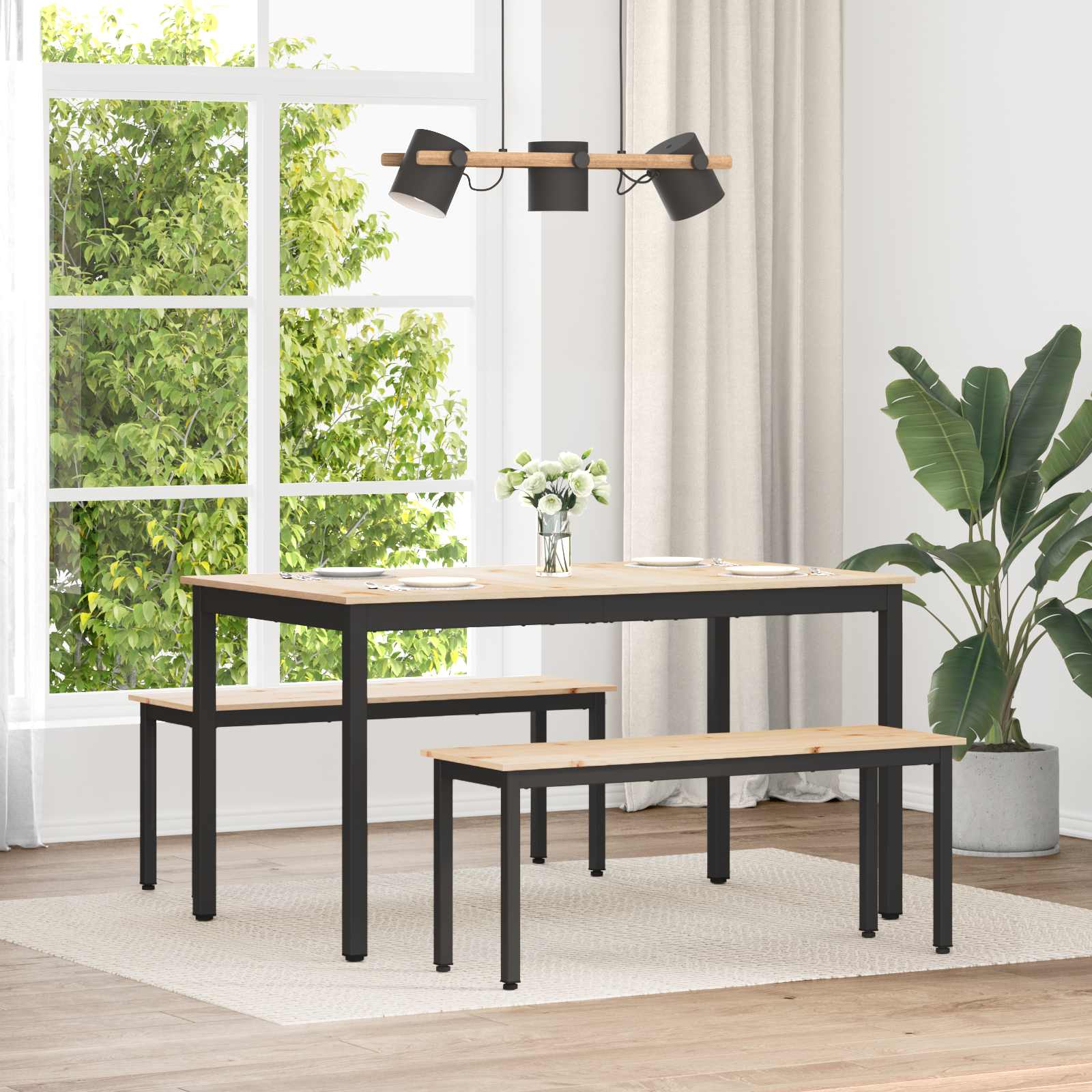Bank Natur 110 x 35 x 45 cm Massives Kiefernholz