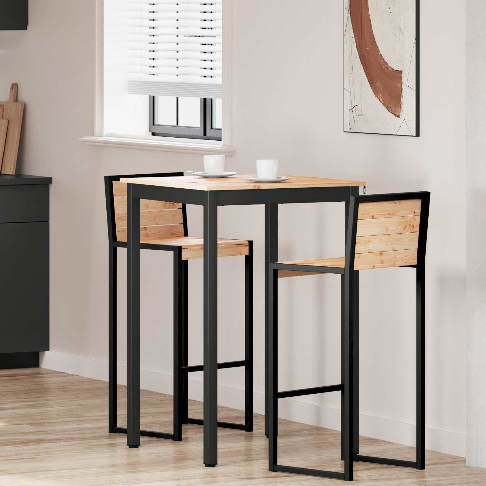 Bartisch 70 x 70 x 105 cm Massives Kiefernholz Natur