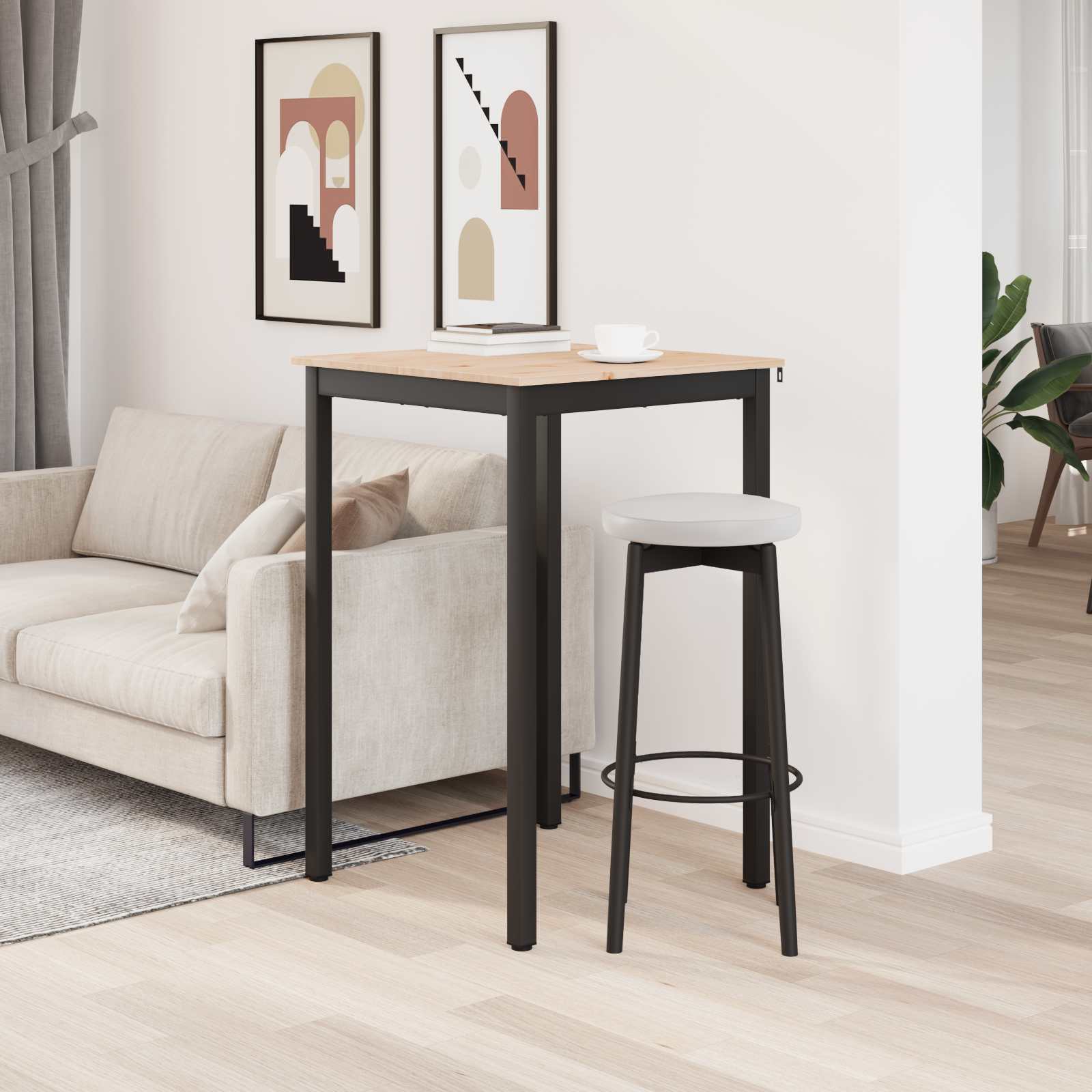 Bartisch 70 x 70 x 105 cm Massives Kiefernholz Natur