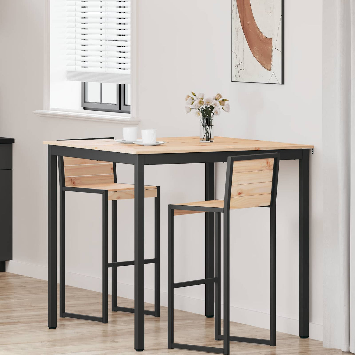 Bartisch 110 x 110 x 105 cm Massives Kiefernholz Natur