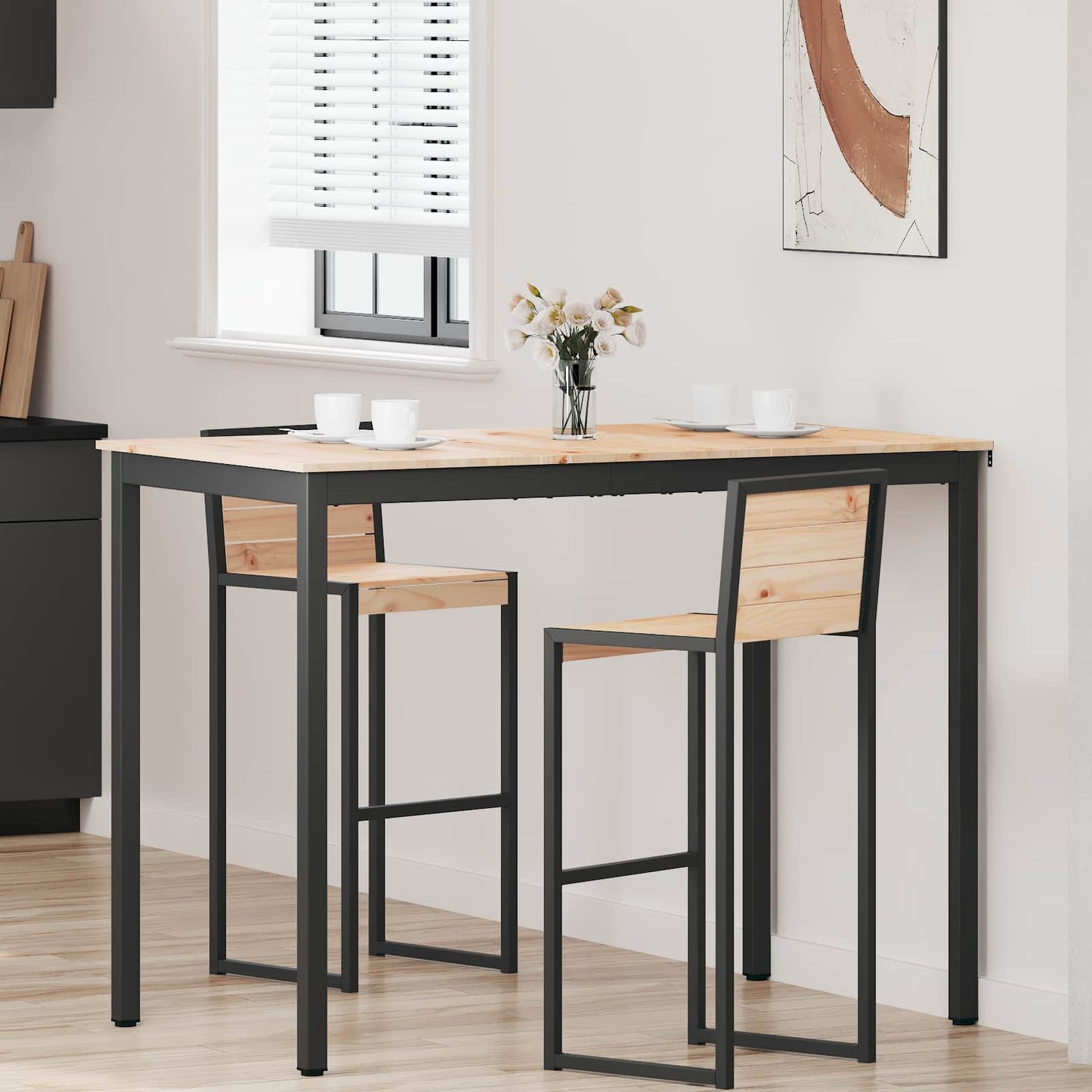 Bartisch 140 x 80 x 105 cm Massives Kiefernholz Natur
