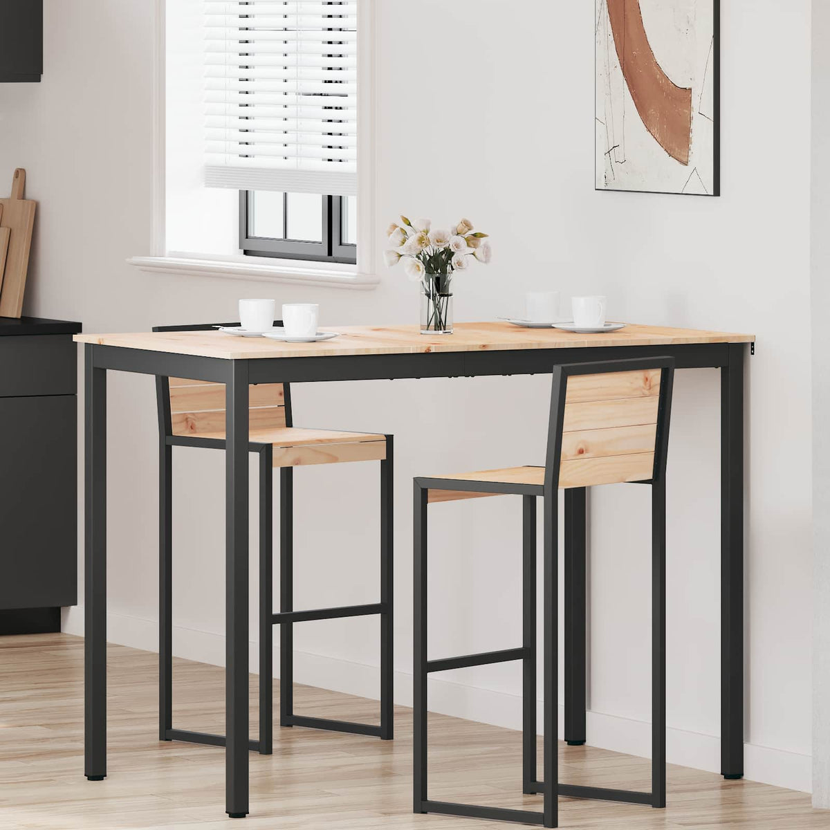 Bartisch 140 x 80 x 105 cm Massives Kiefernholz Natur