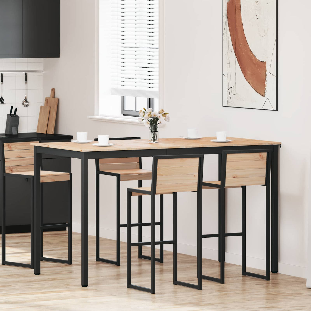 Bartisch 180 x 90 x 105 cm Massives Kiefernholz Natur